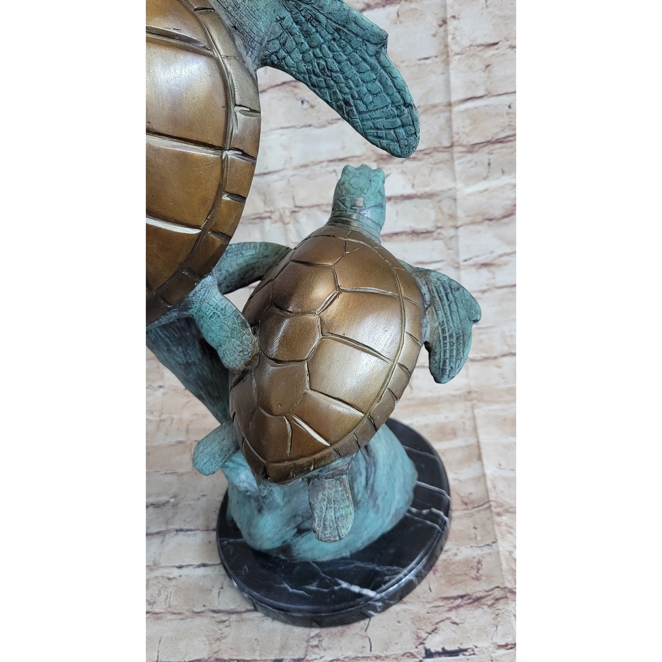 Sea Turtles Bronze Statue Sculpture Marine Wildlife Ocean Sea Decor Original Art