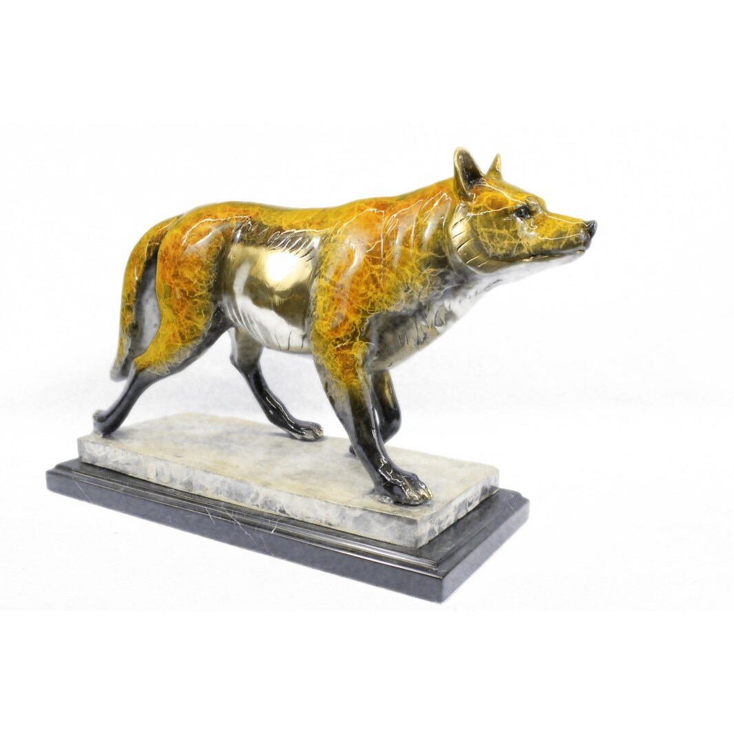 Bronze Marble Statue Wolf German Shepherd Gsd Dog Deco Sculpture Art Figurine