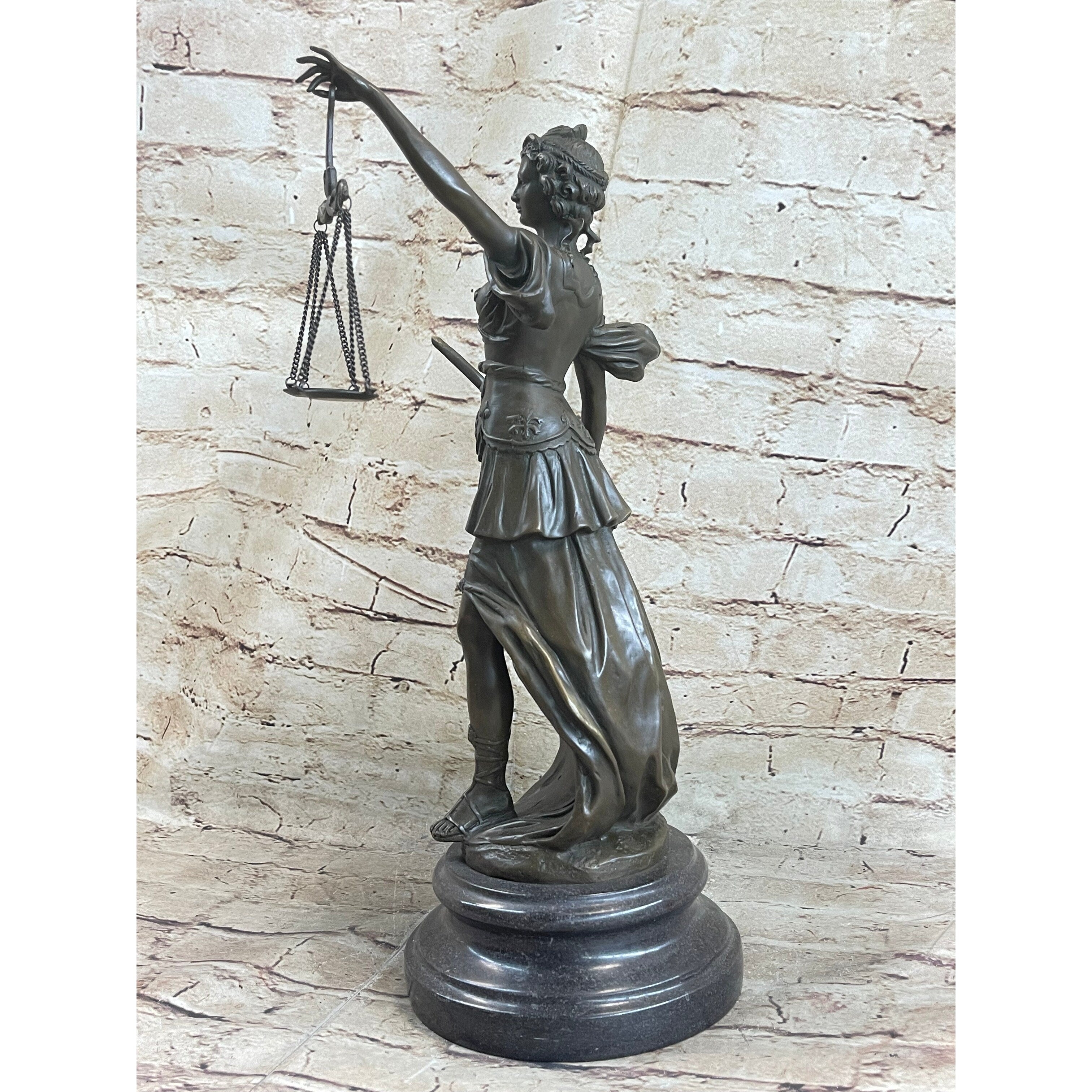 Bronze Scale Of Justice Blind Justice Sculpture Statue Clical Figurine 15 Inches Nr