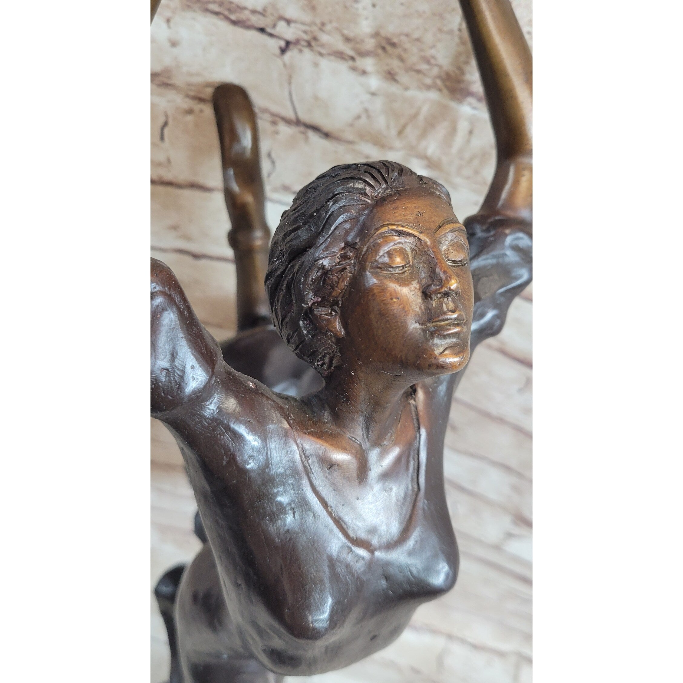 Leaping Female Dancer Girl Bronze Statue Sculpture Original Signed Art Decor Figure