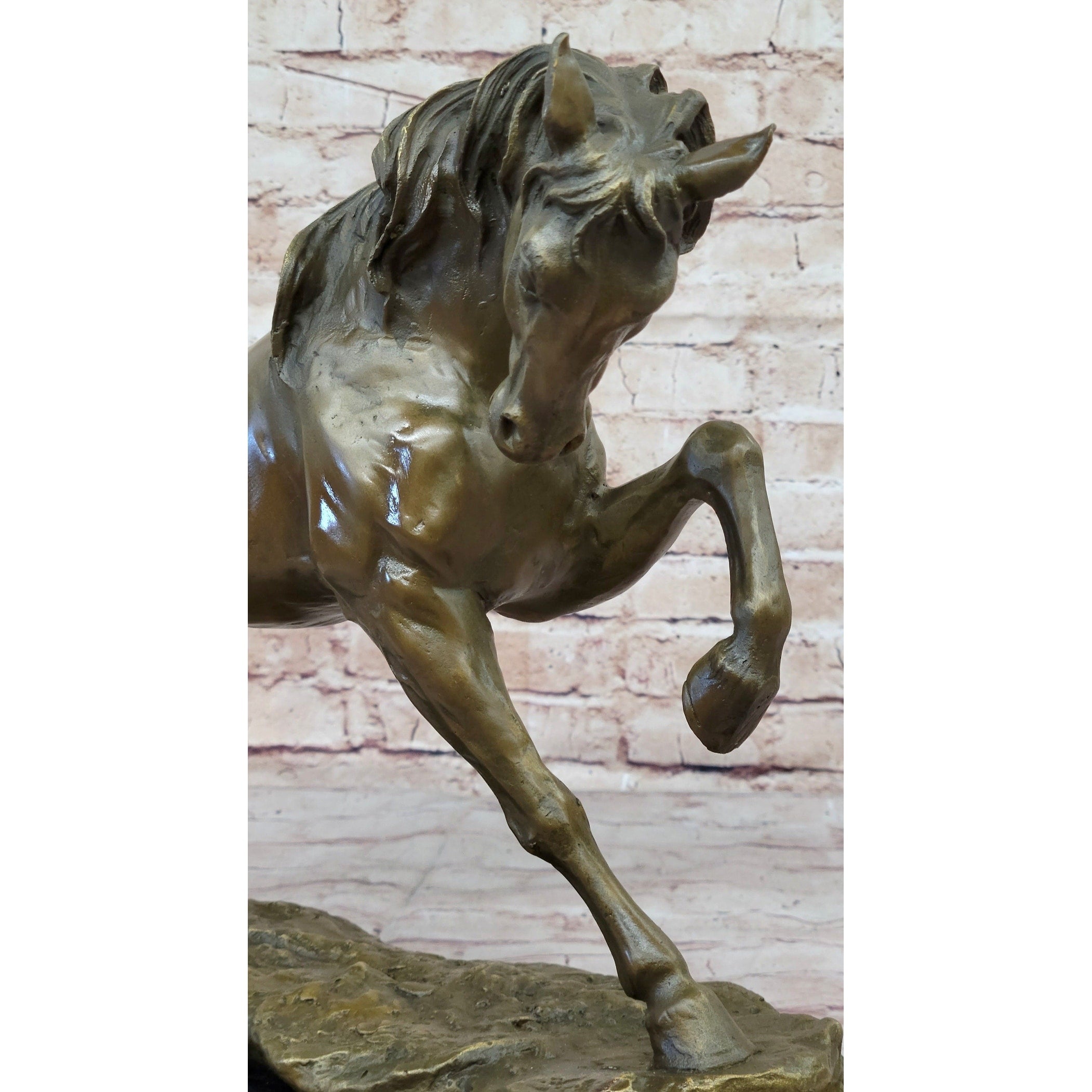 Thoroughbred Horse Show Dressage Stallion Mare Bronze Sculpture Statue Figure On Marble Base