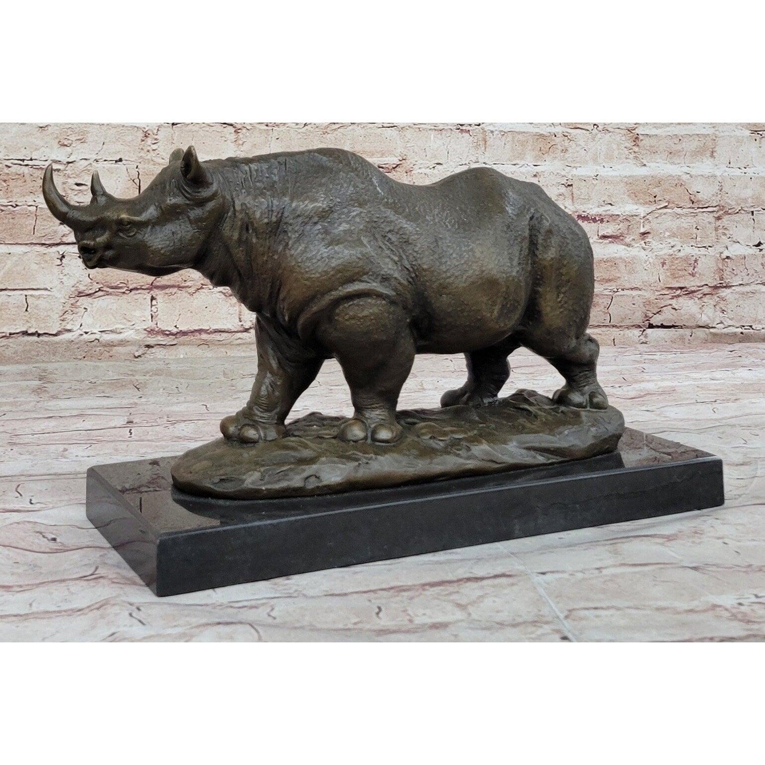 Rhinoceros Rhino Safari Wildlife Bronze Sculpture Statue Original Signed Art