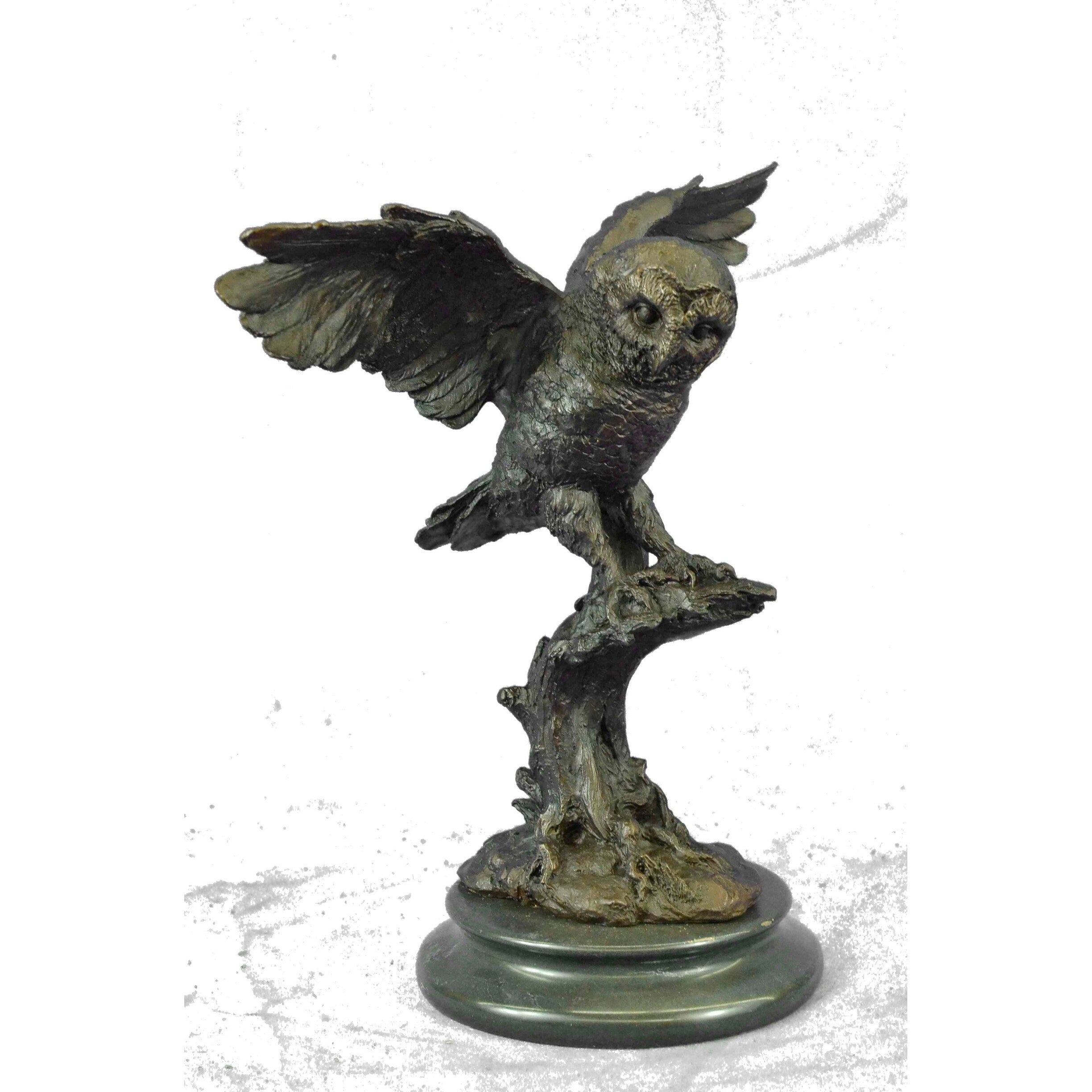 Beautiful Large Abstract Pure Hotcast Bronze Statue Barn Owl Night Patrol Gift