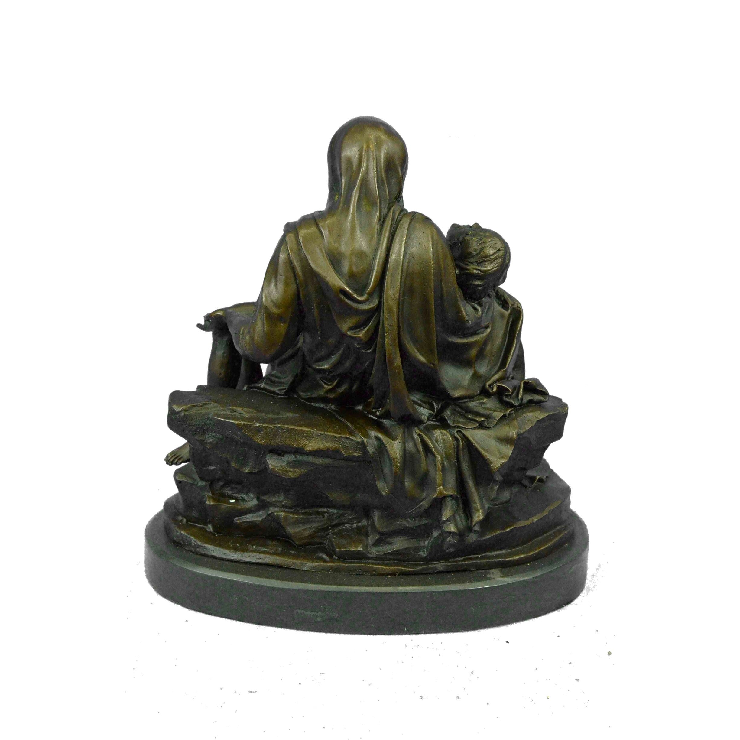 La Pieta Bronze Sculpture Virgin Mary Holds Dying Jesus Xmas Gift Figurine Catholic Decor