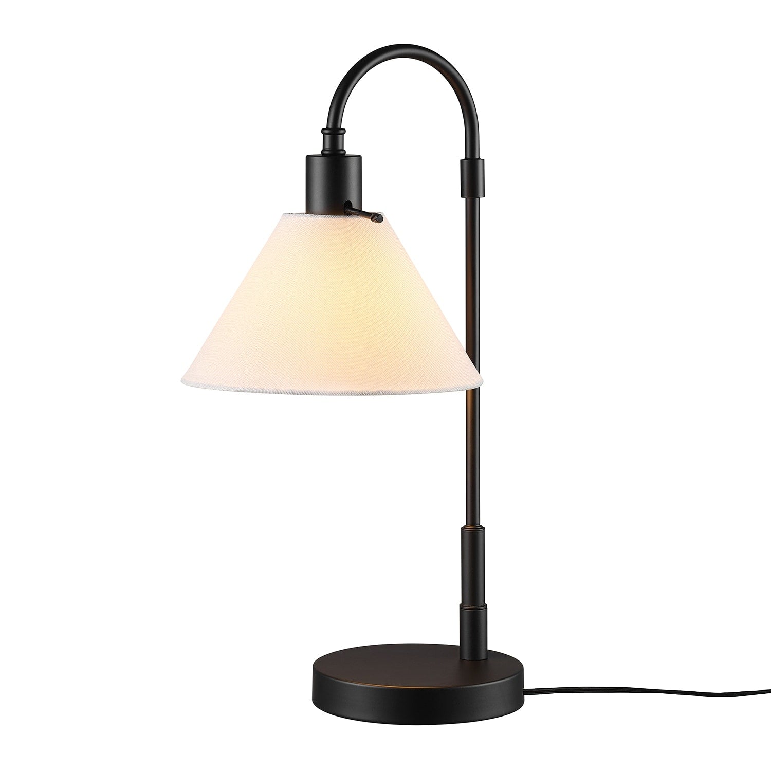 20 Matte Black Table Lamp with White Fabric Shade - 9