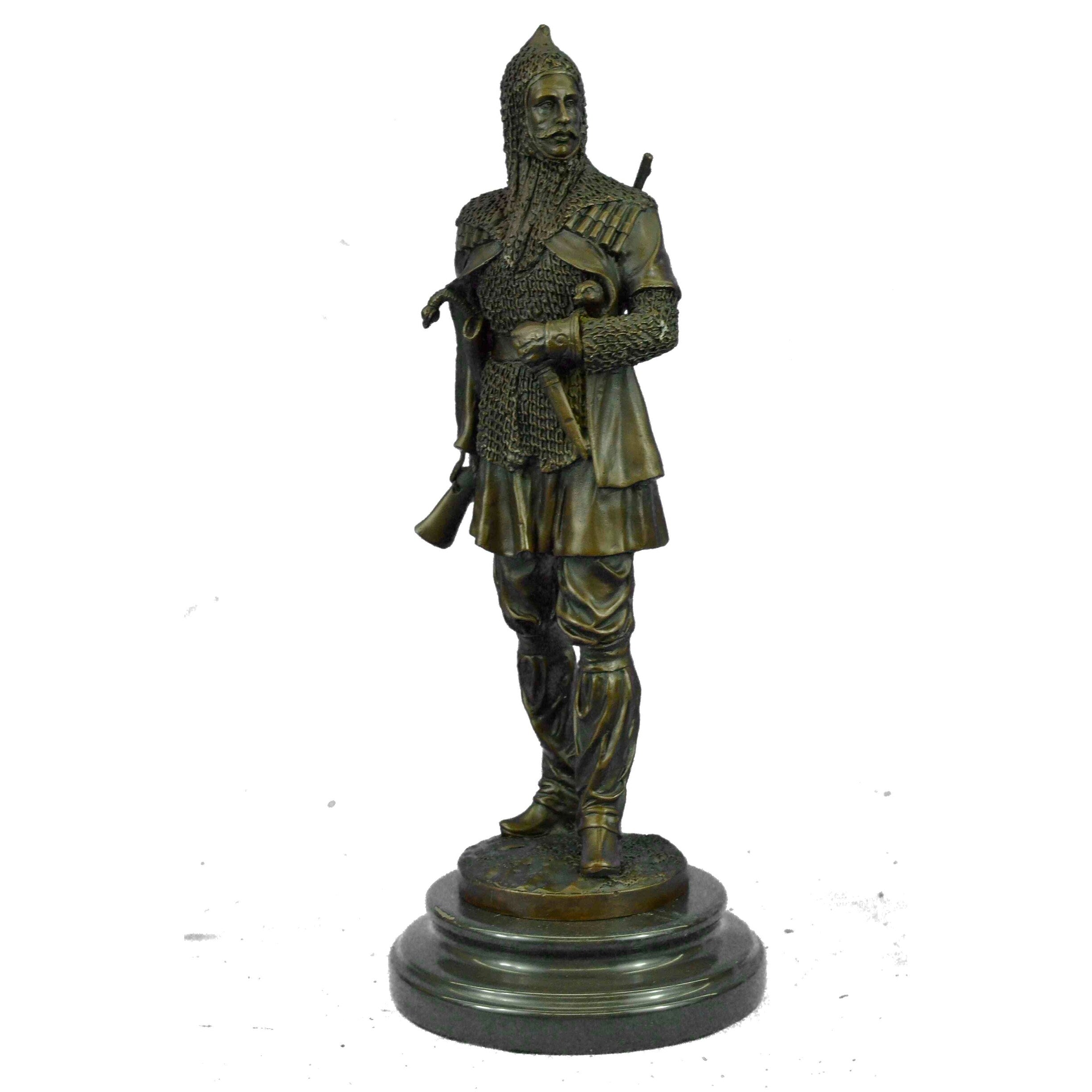 Hot Cast Bronze Medieval European Soldier W/ Dagger Statue Sculpture Figurine