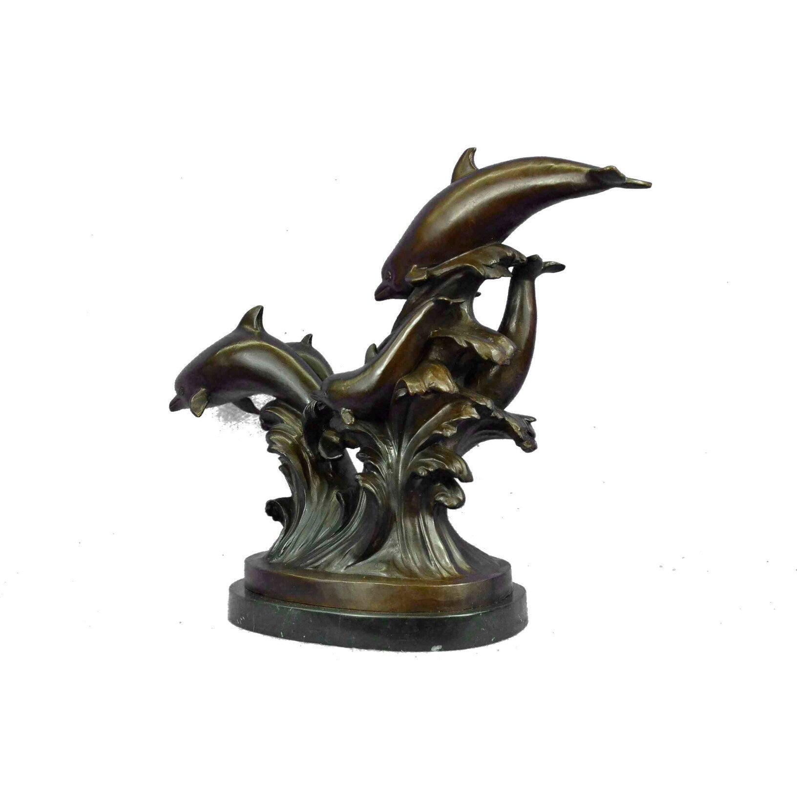 Clearance Sale Imitative Dolphins Riding Wave Bronze Sculpture Hot Cast Marine Figure