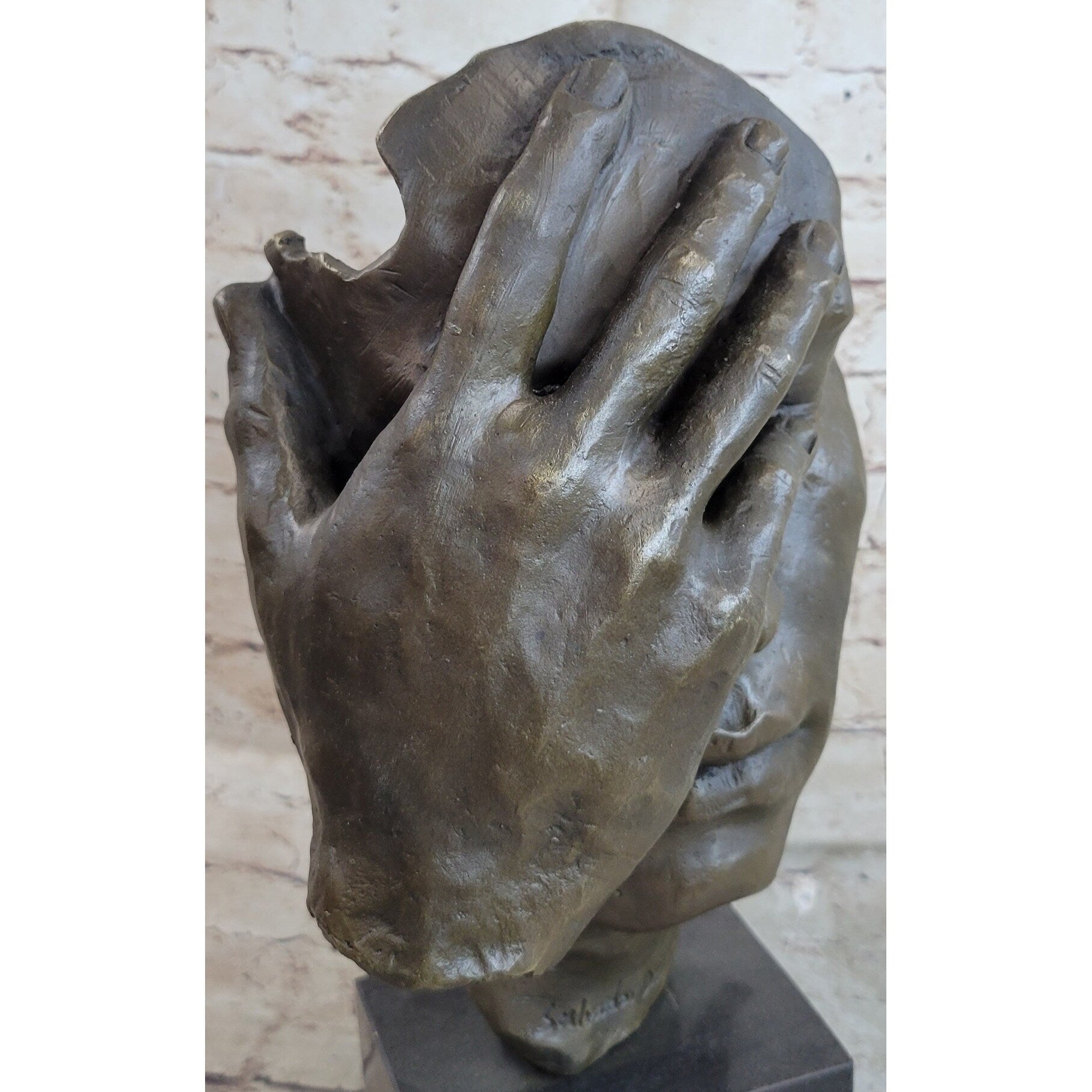 Shame On Me Surreal Face Hand Salvador Dali Bronze Statue Sculpture Modern Art 17 Inches X 9 Inches