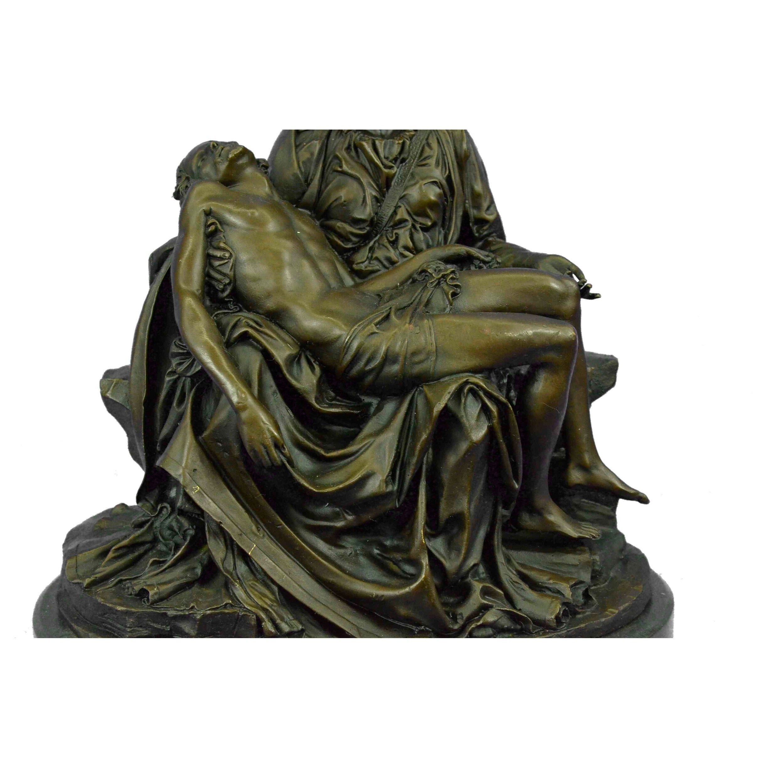 La Pieta Bronze Sculpture Virgin Mary Holds Dying Jesus Xmas Gift Figurine Catholic Decor