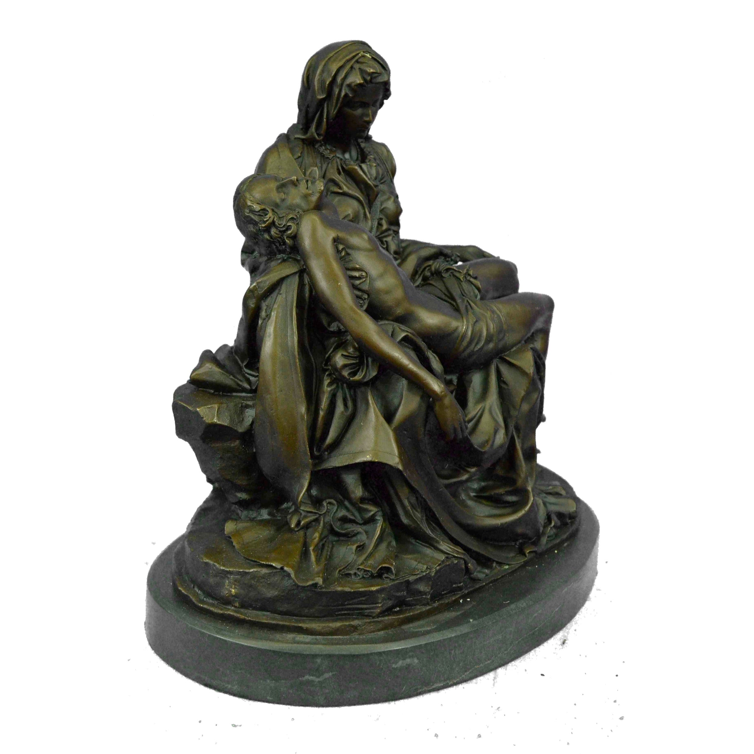 La Pieta Bronze Sculpture Virgin Mary Holds Dying Jesus Xmas Gift Figurine Catholic Decor