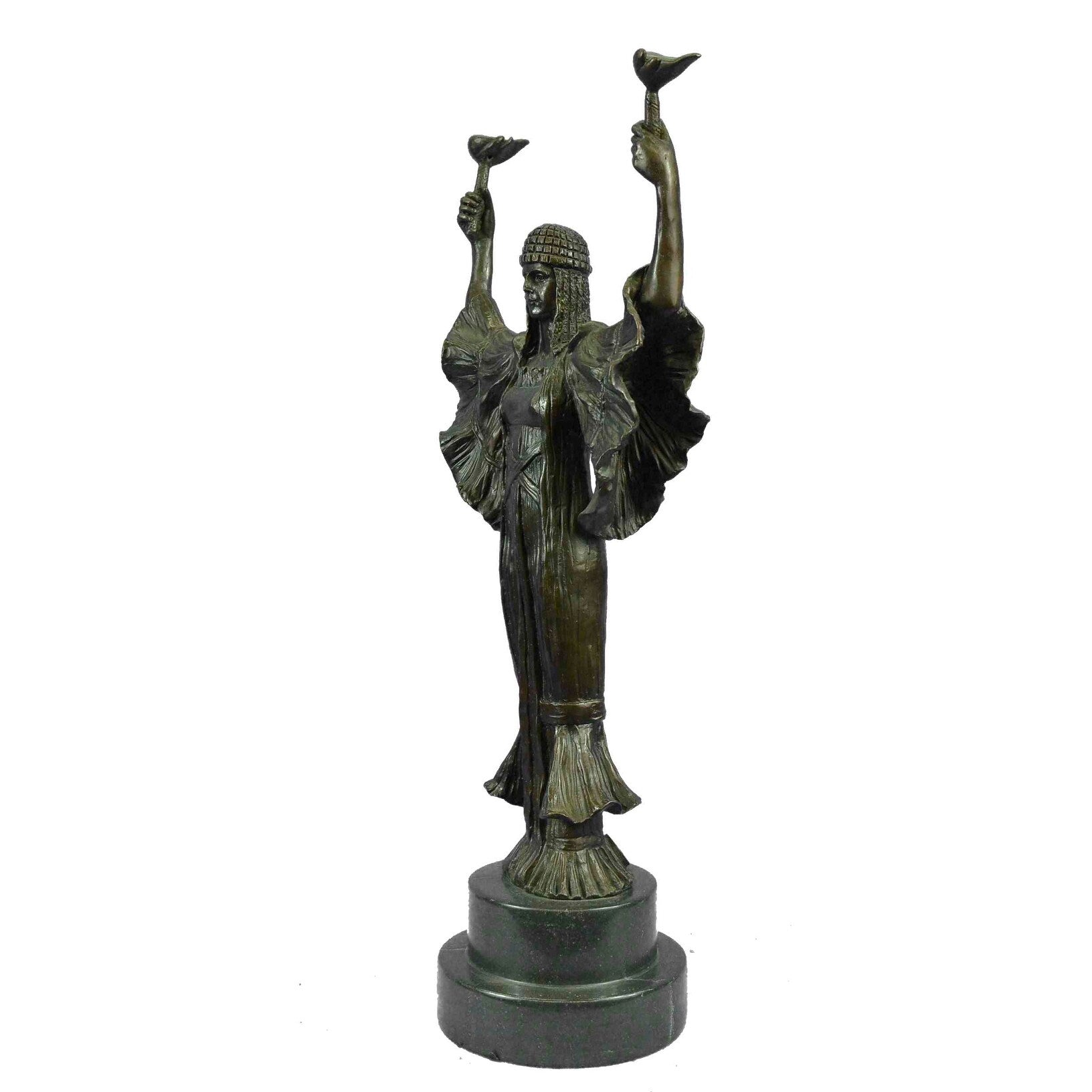 Victorian Old 100 Percent Solid Bronze Marble Figural Statue Decorative Statue