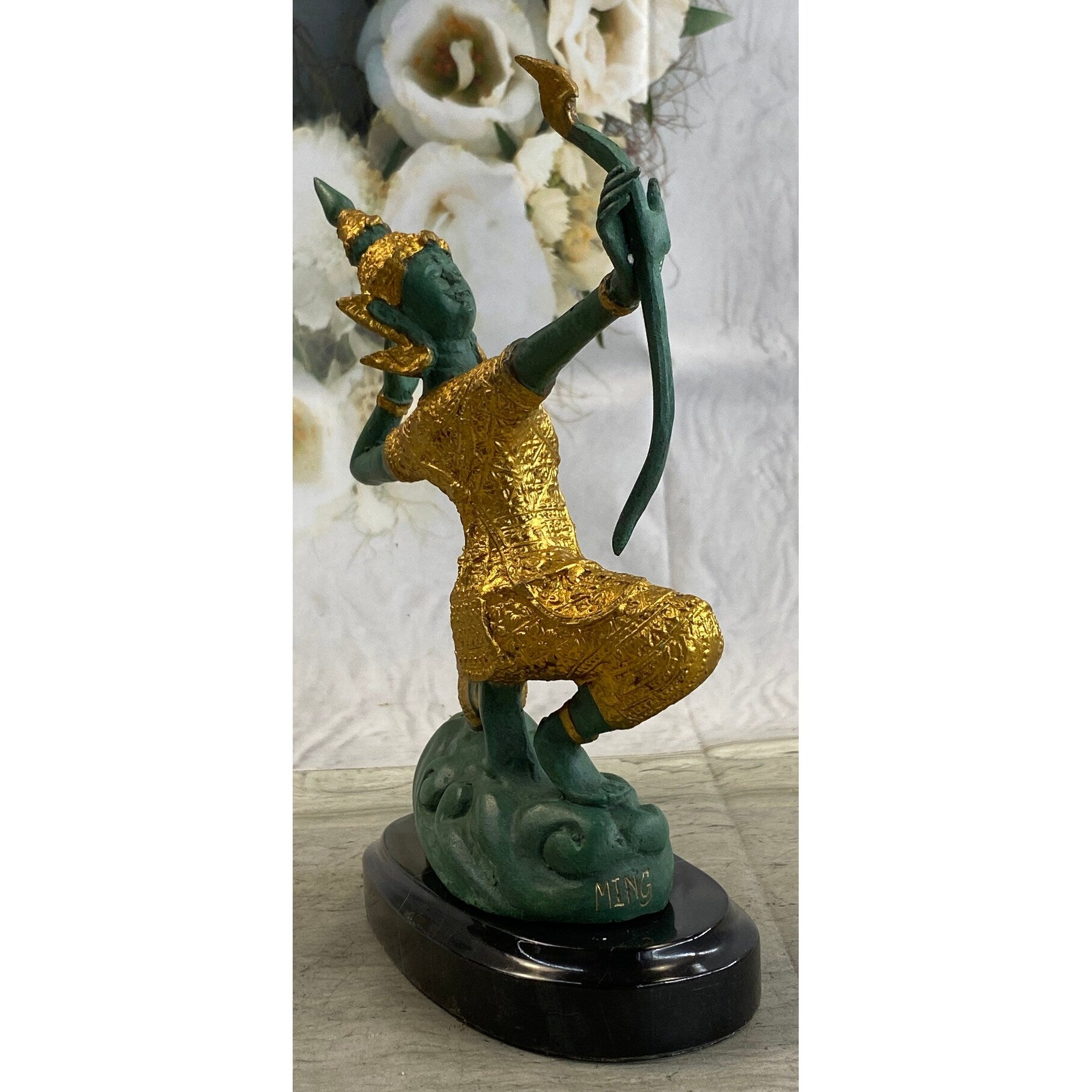 Shri Rama Hindu God W/ Bow India Mythology Bronze Sculpture Figurine Figure 10 Inches X 7 Inches