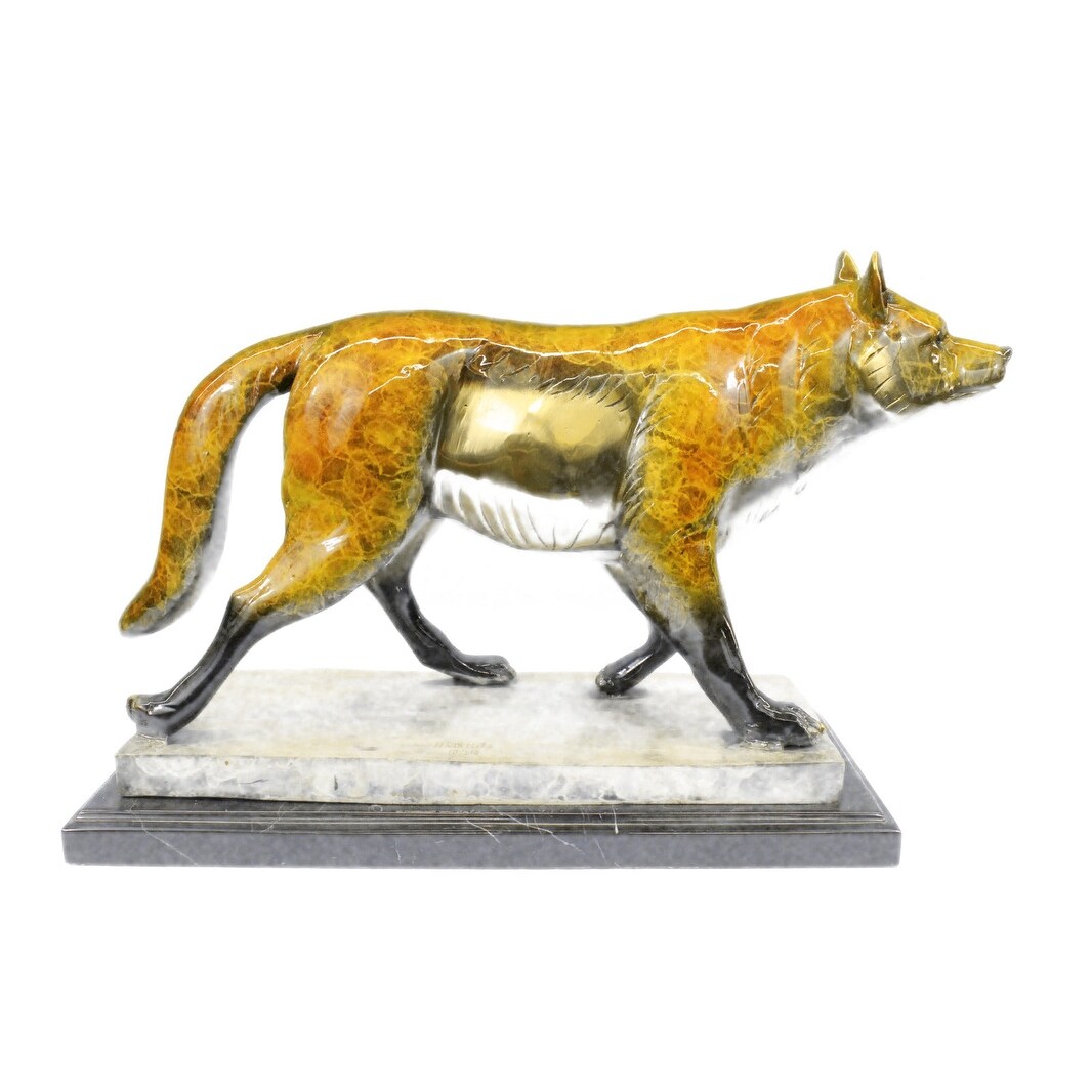 Bronze Marble Statue Wolf German Shepherd Gsd Dog Deco Sculpture Art Figurine