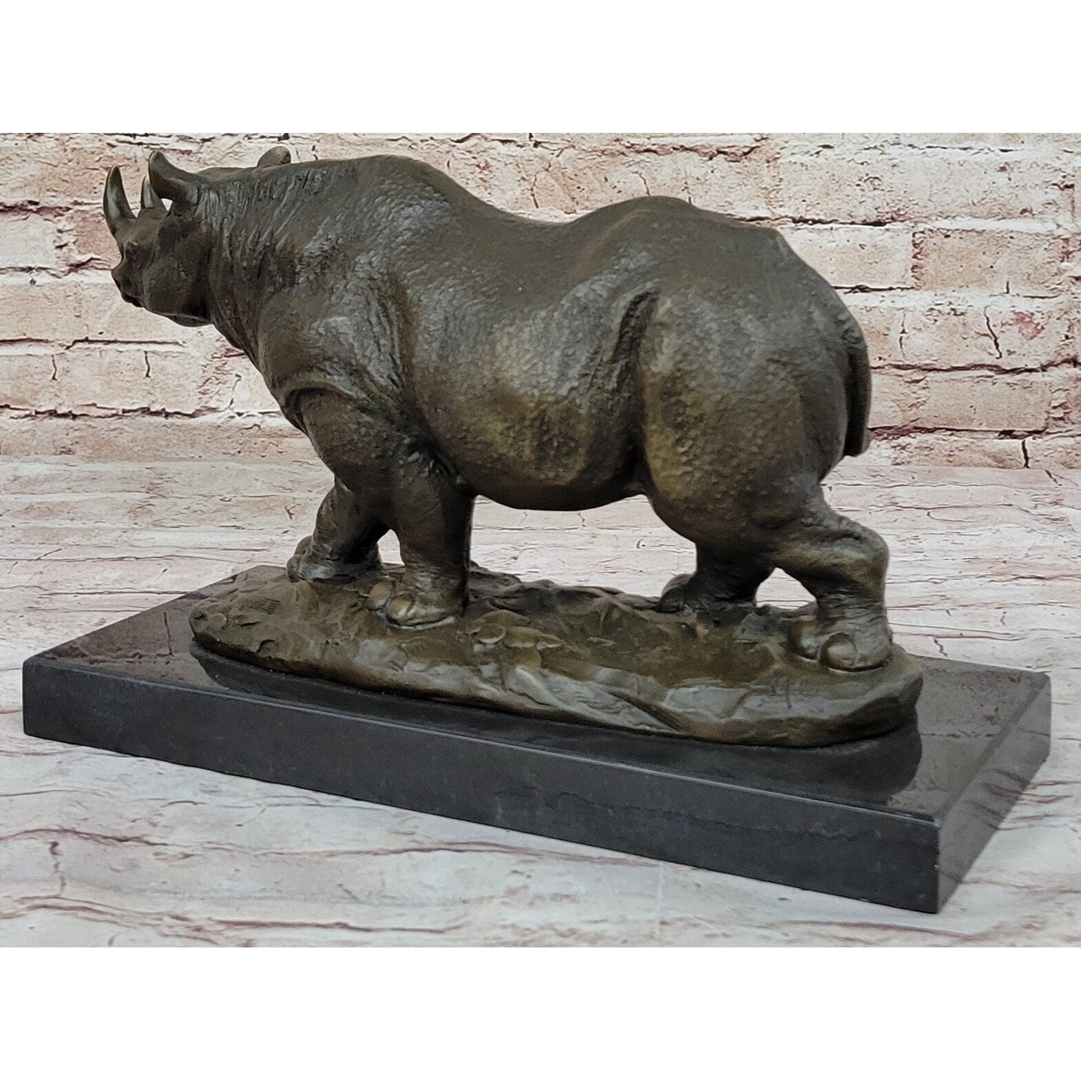 Rhinoceros Rhino Safari Wildlife Bronze Sculpture Statue Original Signed Art