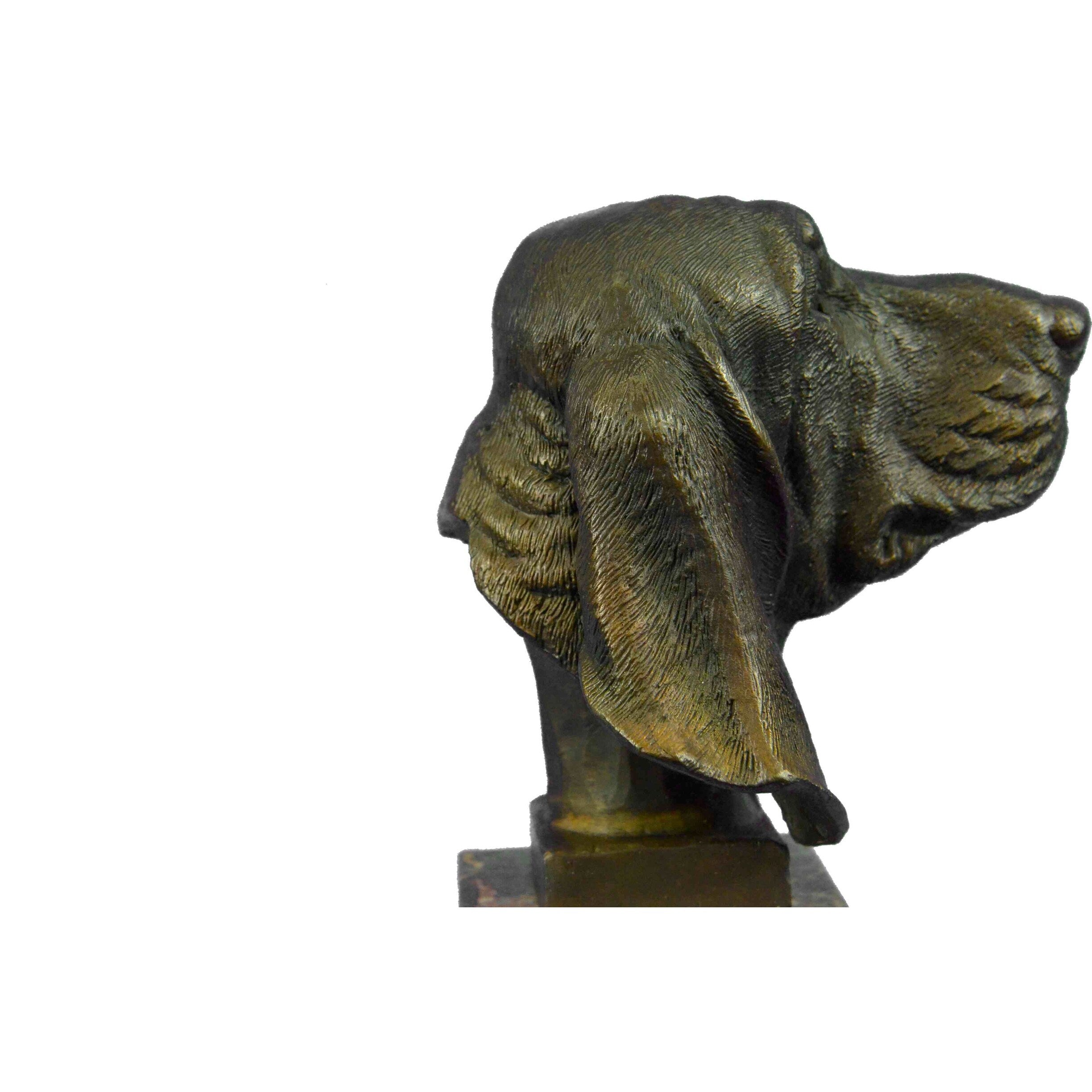 Dachshund Sausage Dog Bronze Head Bust Bookend Book-End Sculpture Statue Figure