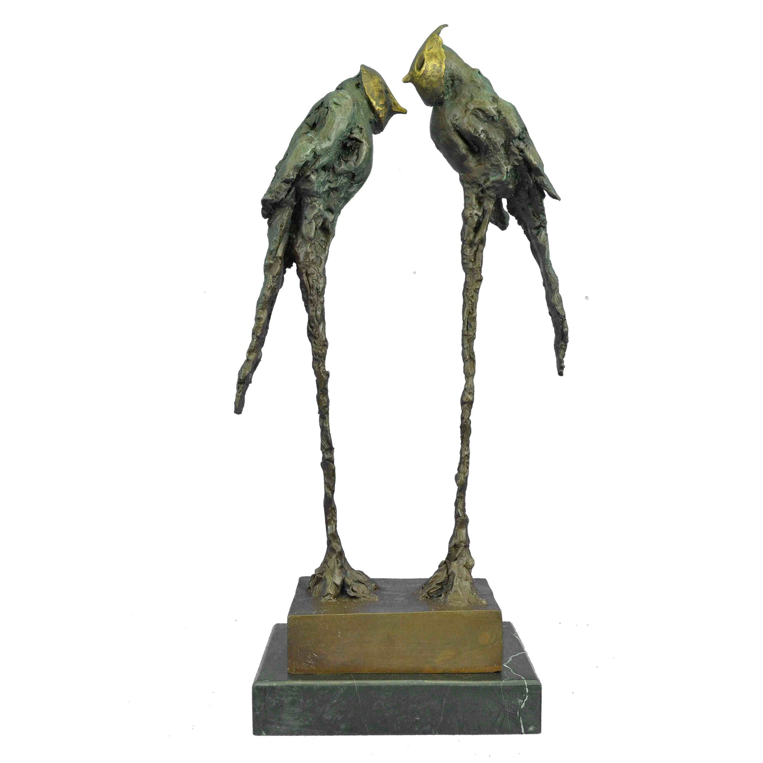 Contemporary Romantic Parrot Couple Bronze Sculptures Limited Edition Figurine