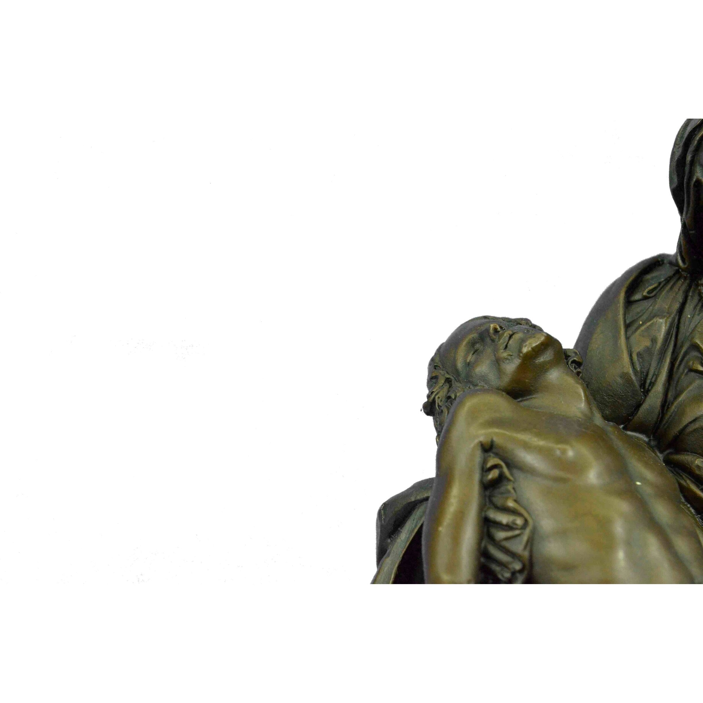 La Pieta Bronze Sculpture Virgin Mary Holds Dying Jesus Xmas Gift Figurine Catholic Decor