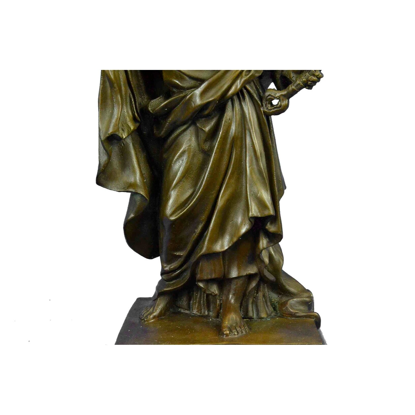 Signed Moreau Saint Religon Church St. Peter Bronze Sculpture Marble Base Figure