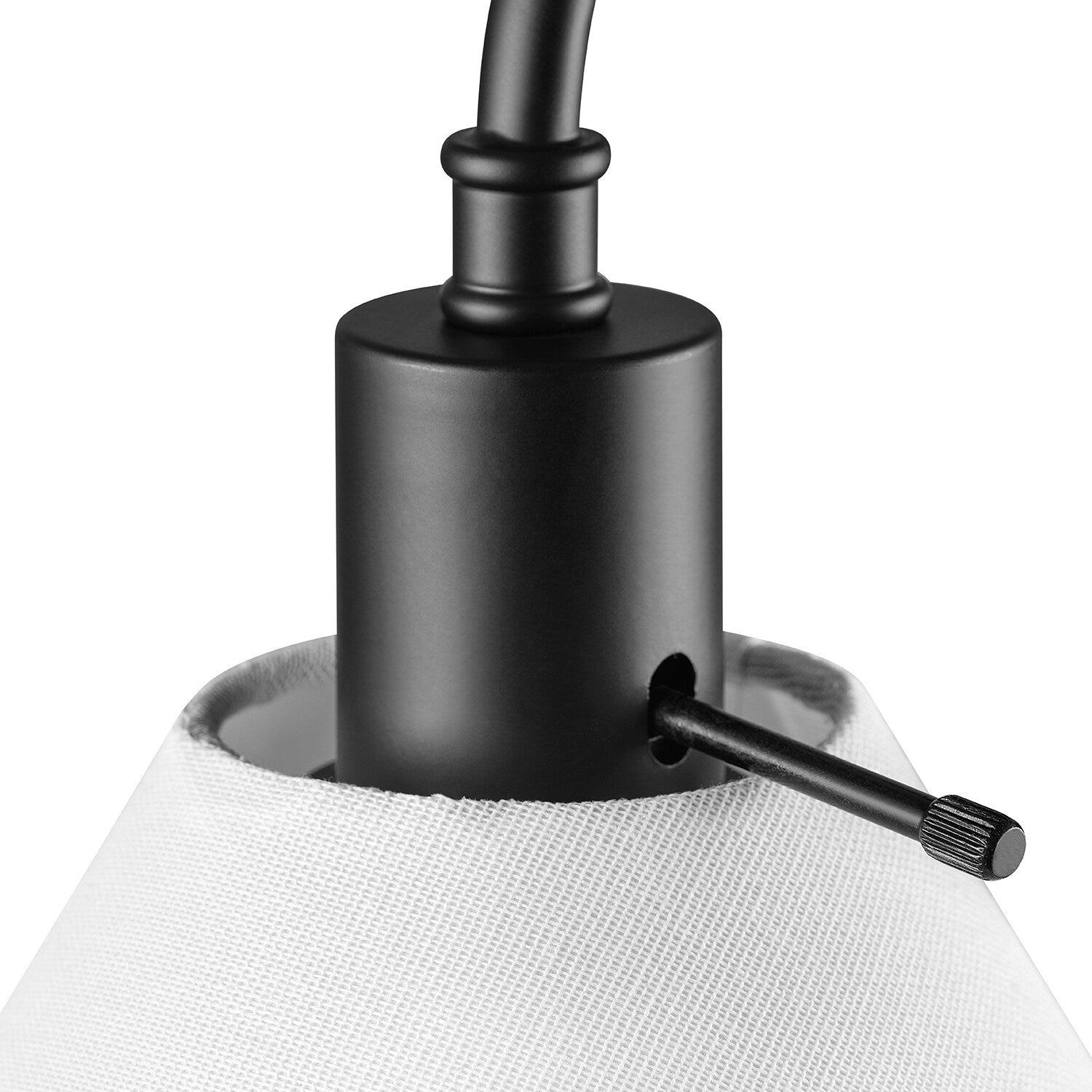 20 Matte Black Table Lamp with White Fabric Shade - 9