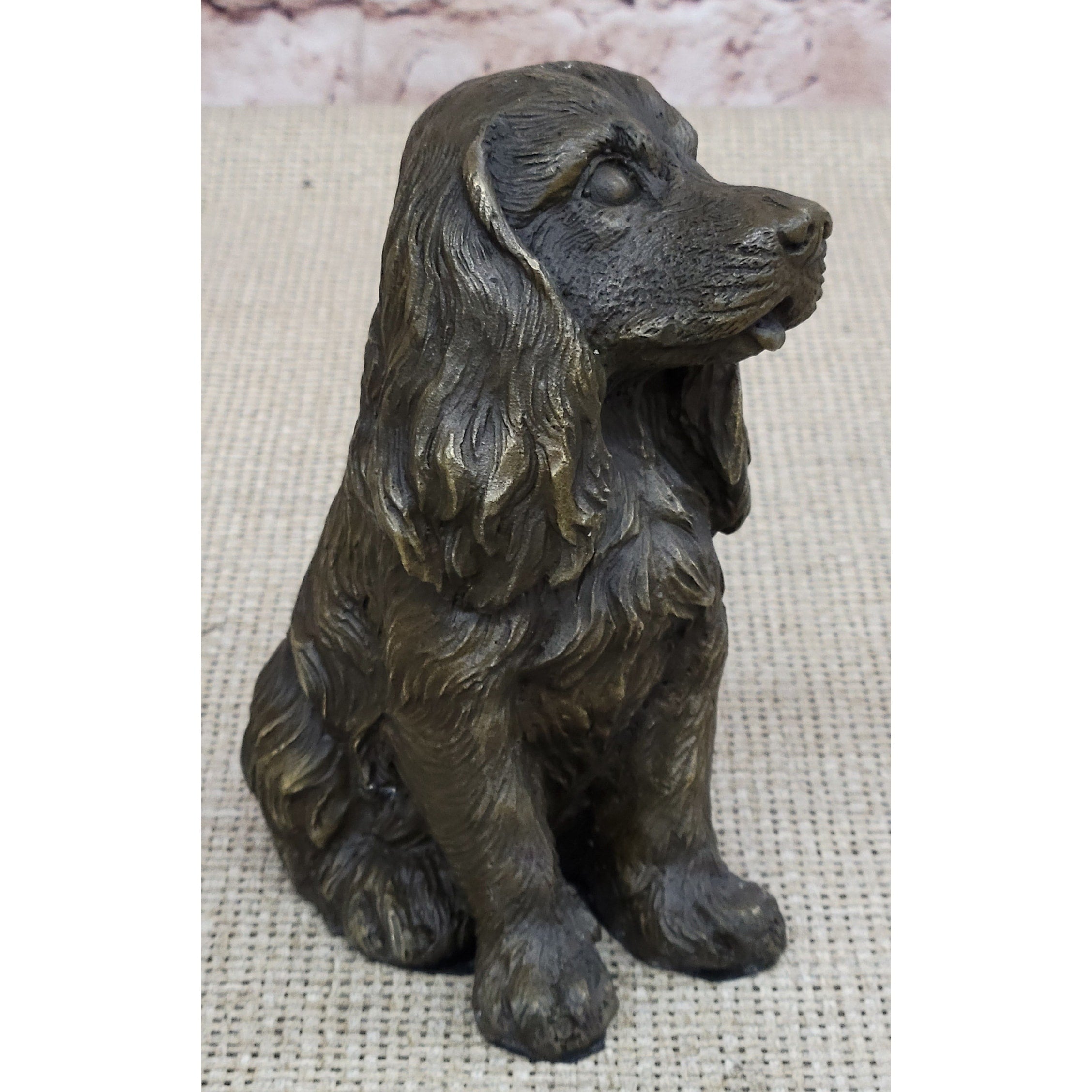 er Spaniel Big Eared Puppy Dog Bronze Figurine Statue Sculpture 6 Inches X 4 Inches