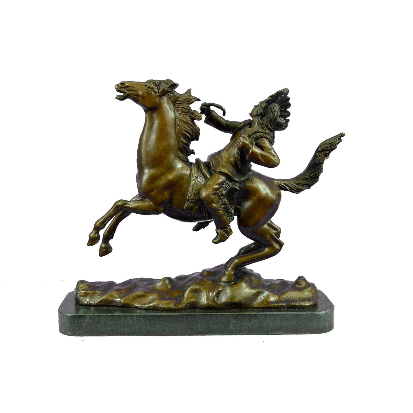 Mounted Indian Chief Bronze Sculpture By Karl Kauba Hot Cast Figurine Figure Art