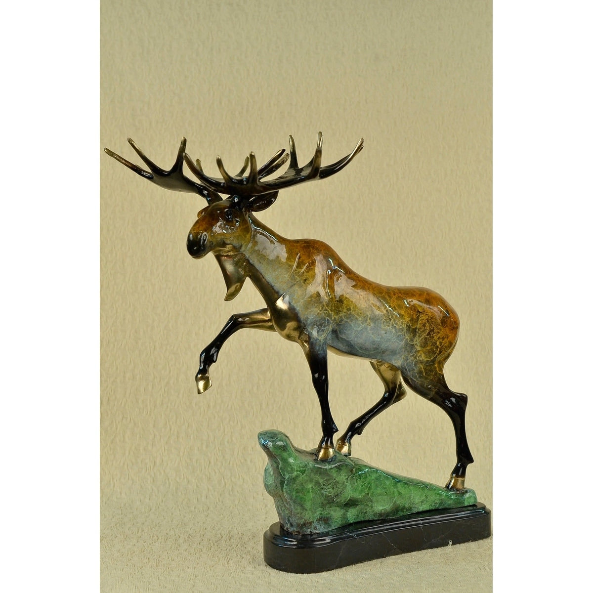 HandmadeEdition Happy Moose On Bronze Sculpture Certificate Of Authenticity