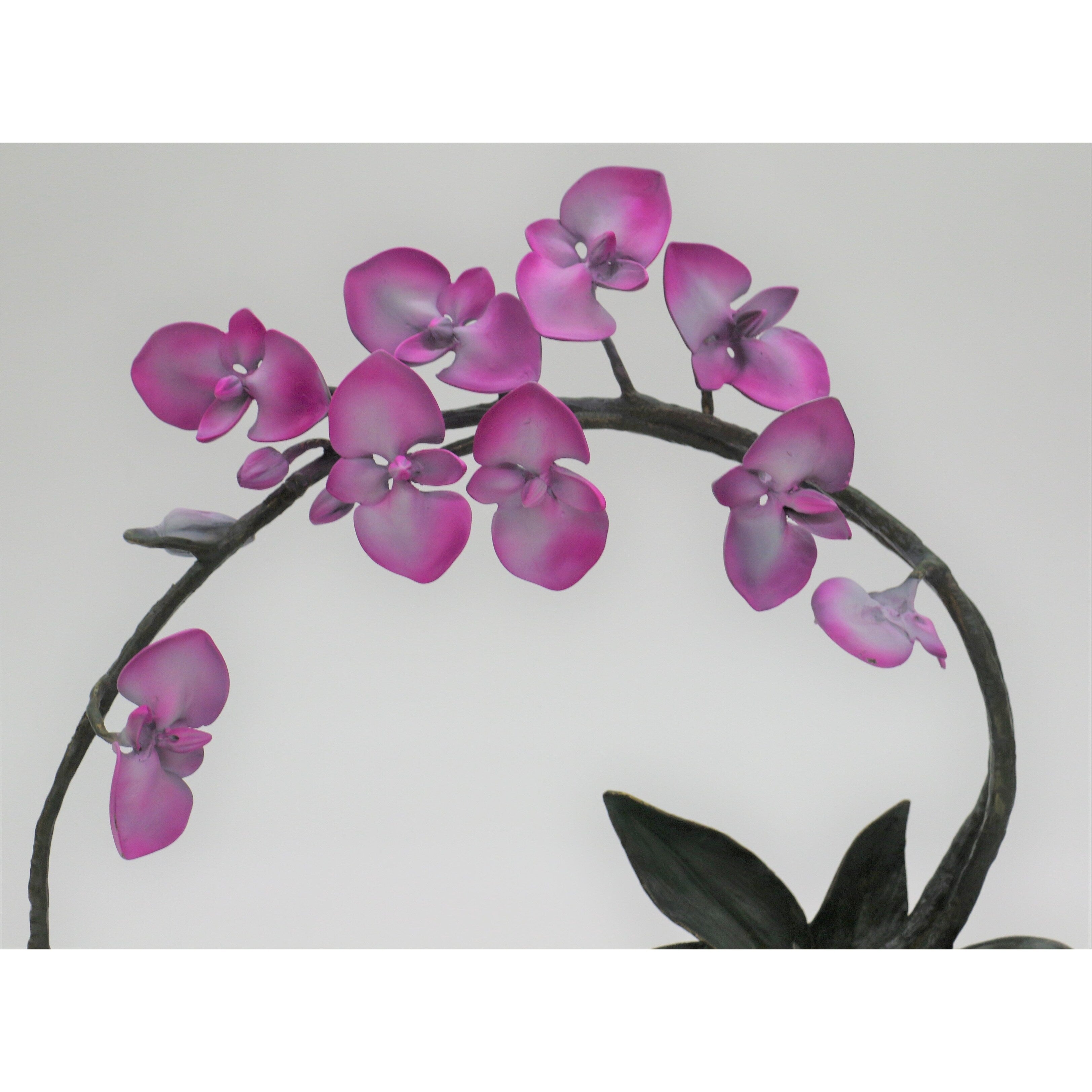 Large Orchid Sculpture By Aldo Vitaleh, Hand Bronze Copper, Limited Edition Sale