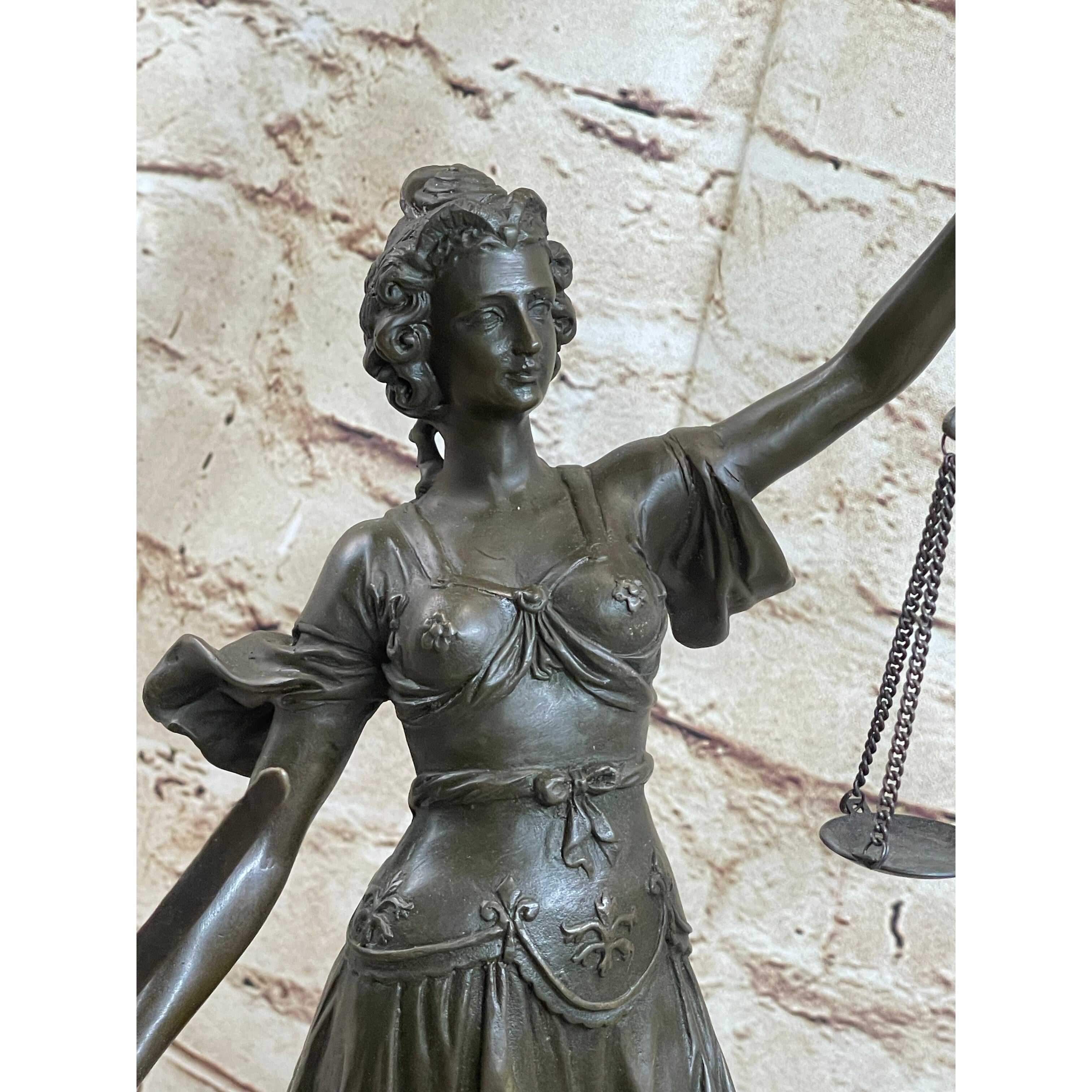 Bronze Scale Of Justice Blind Justice Sculpture Statue Clical Figurine 15 Inches Nr