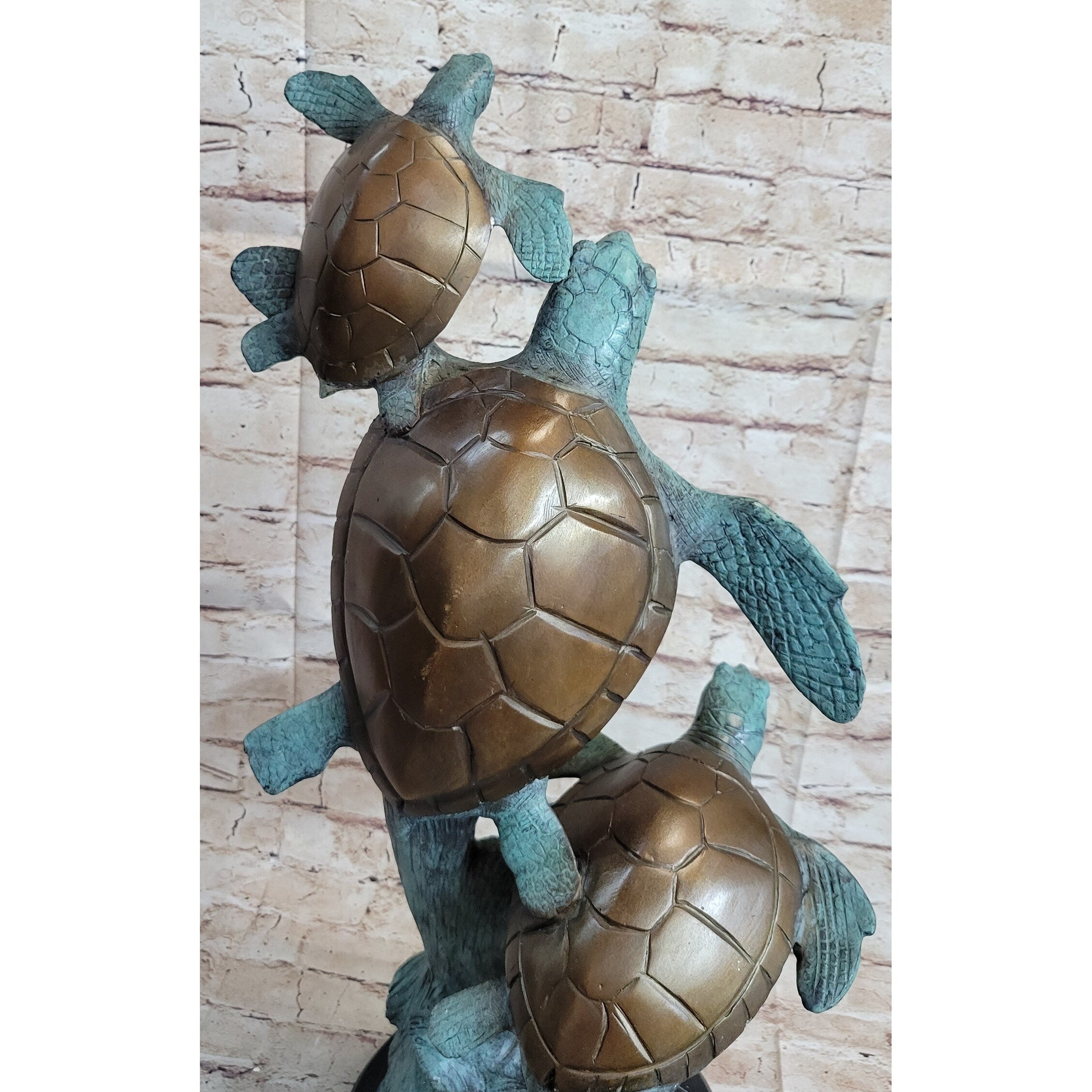 Sea Turtles Bronze Statue Sculpture Marine Wildlife Ocean Sea Decor Original Art