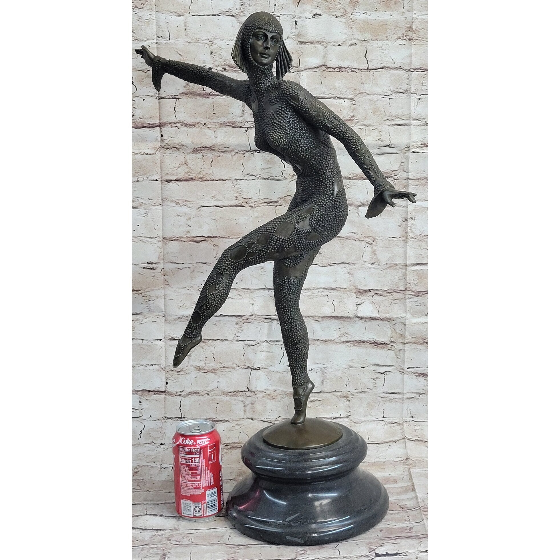 Chiparus Art Deco Russian Ballet Dancer Ballerina Bronze Sculpture Statue Figure On Marble Base