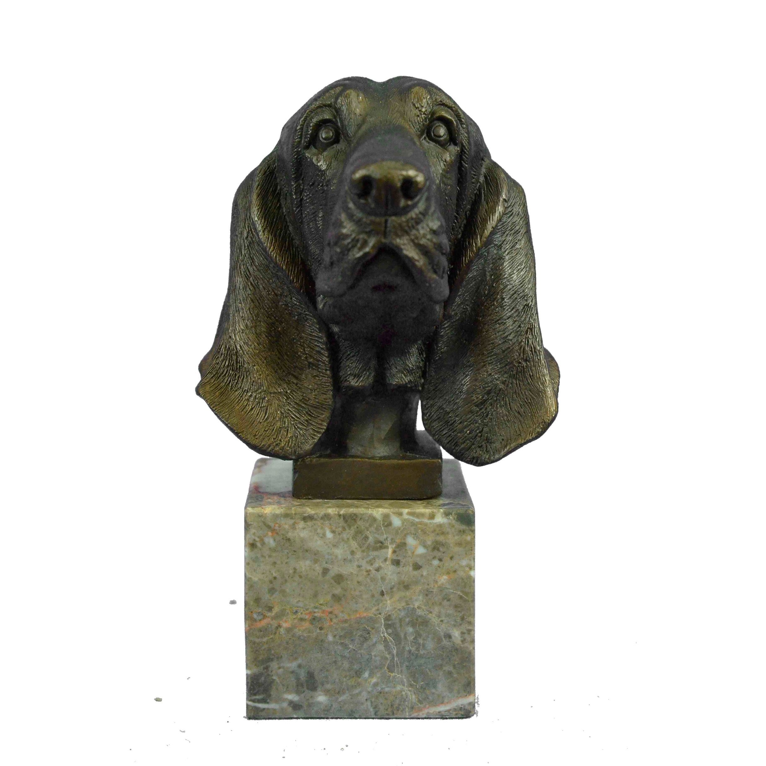 Dachshund Sausage Dog Bronze Head Bust Bookend Book-End Sculpture Statue Figure