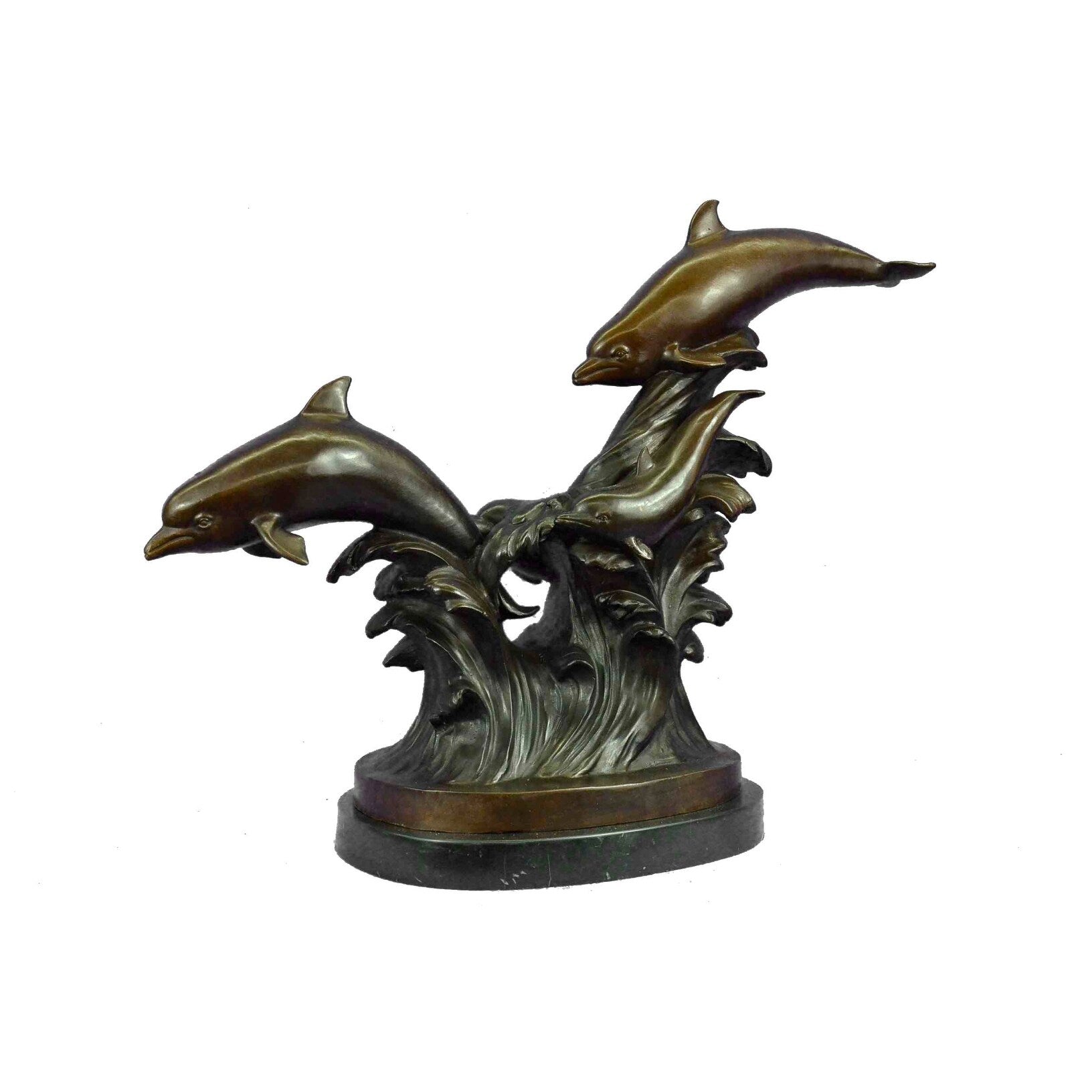 Clearance Sale Imitative Dolphins Riding Wave Bronze Sculpture Hot Cast Marine Figure