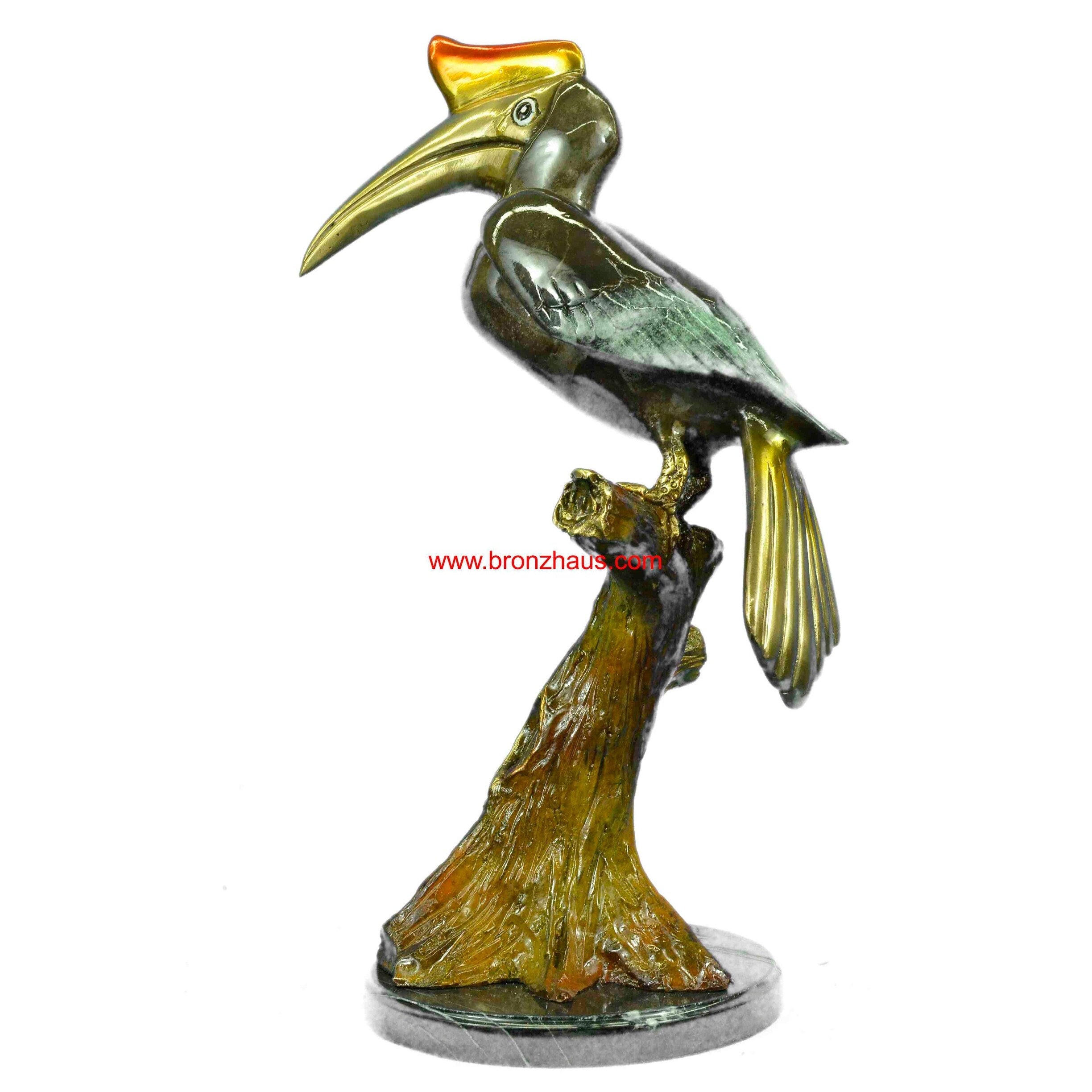 Art Deco Special Patina Limited Edition Heron Bird Bronze Sculpture Figurine Art