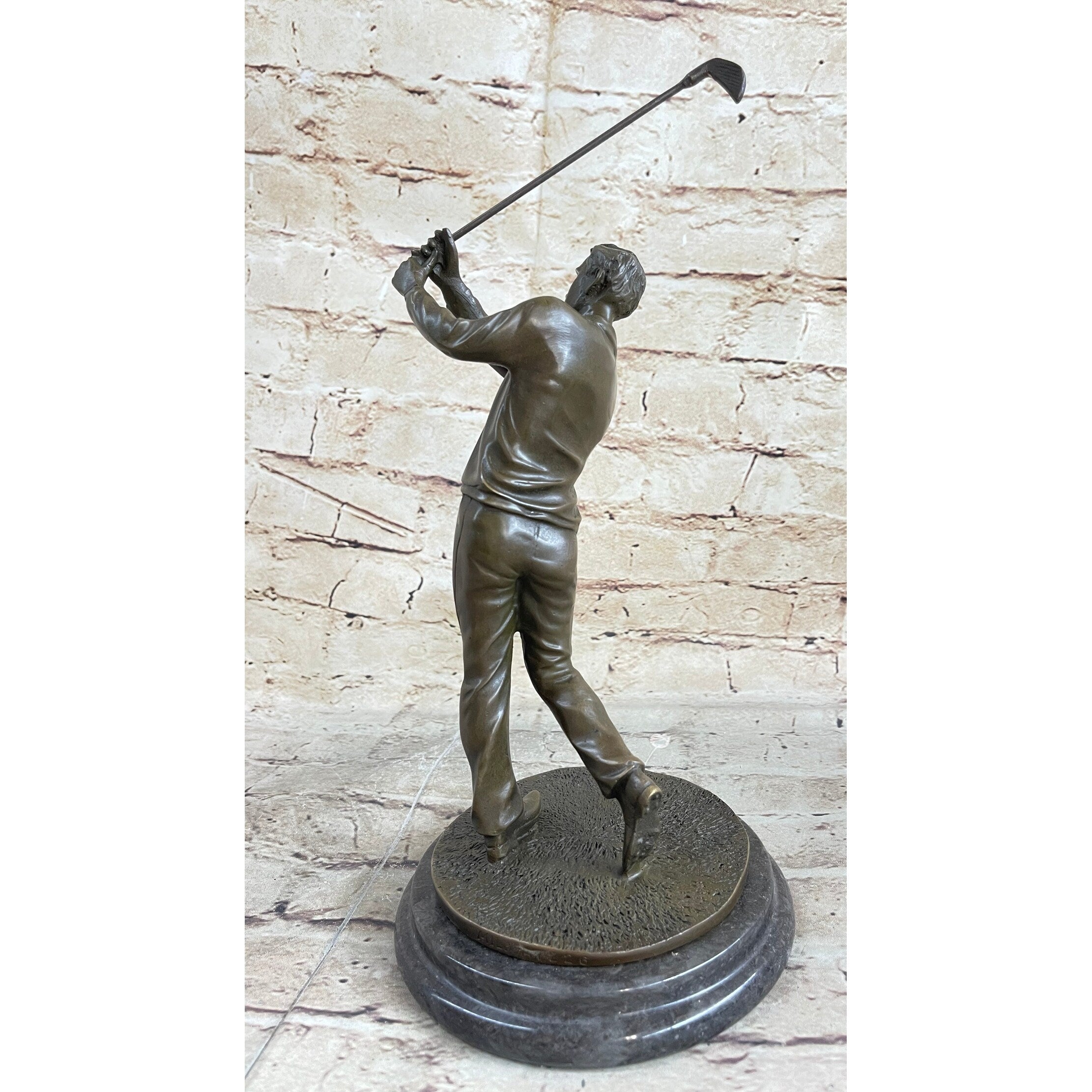 Golfer W. Club Swing Bronze Sculpture Statue By Milo Signed Original Figurine Nr