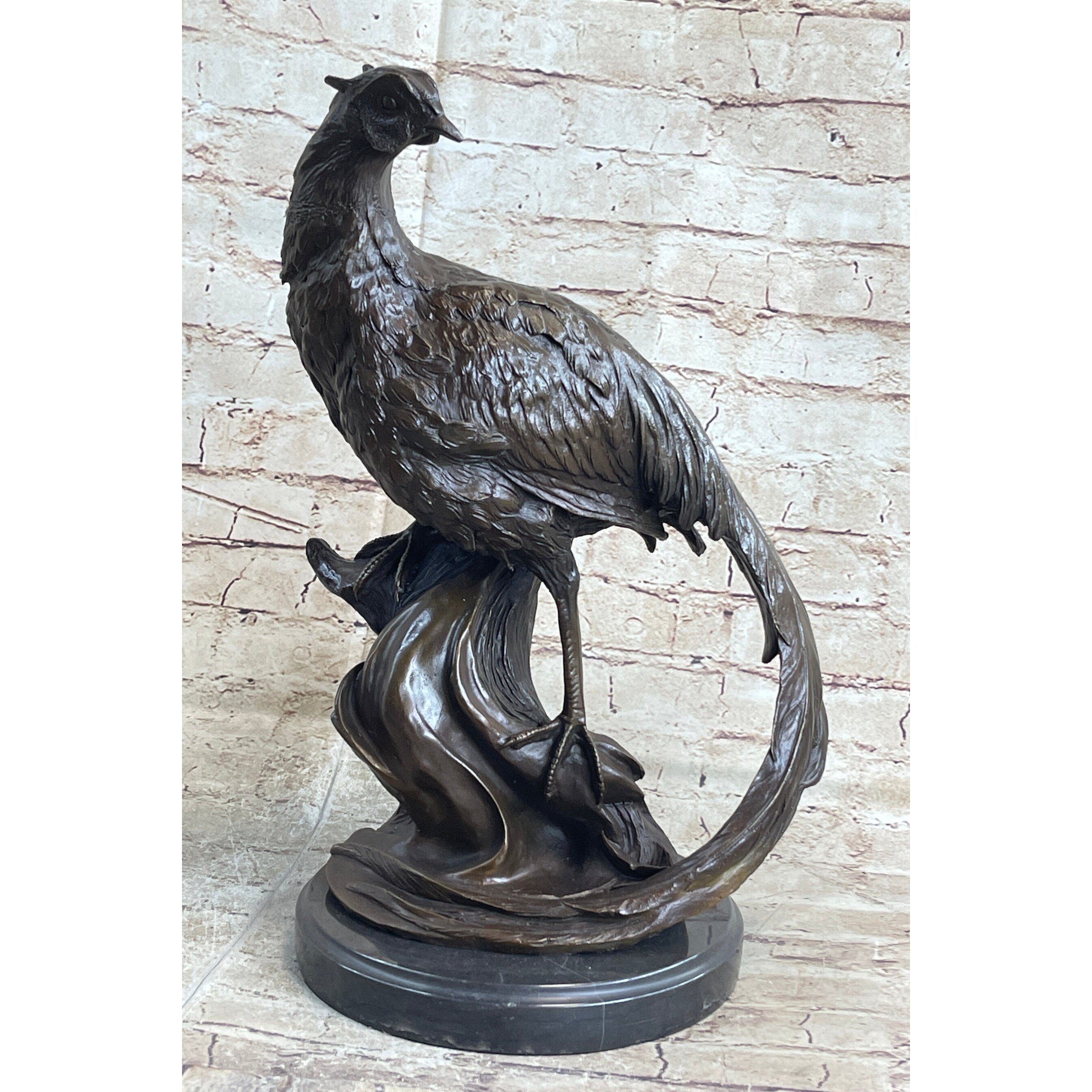 Detailed Pheasant Dove Bronze Figure Statue G. Seiya Sculpture Art Deco Figure