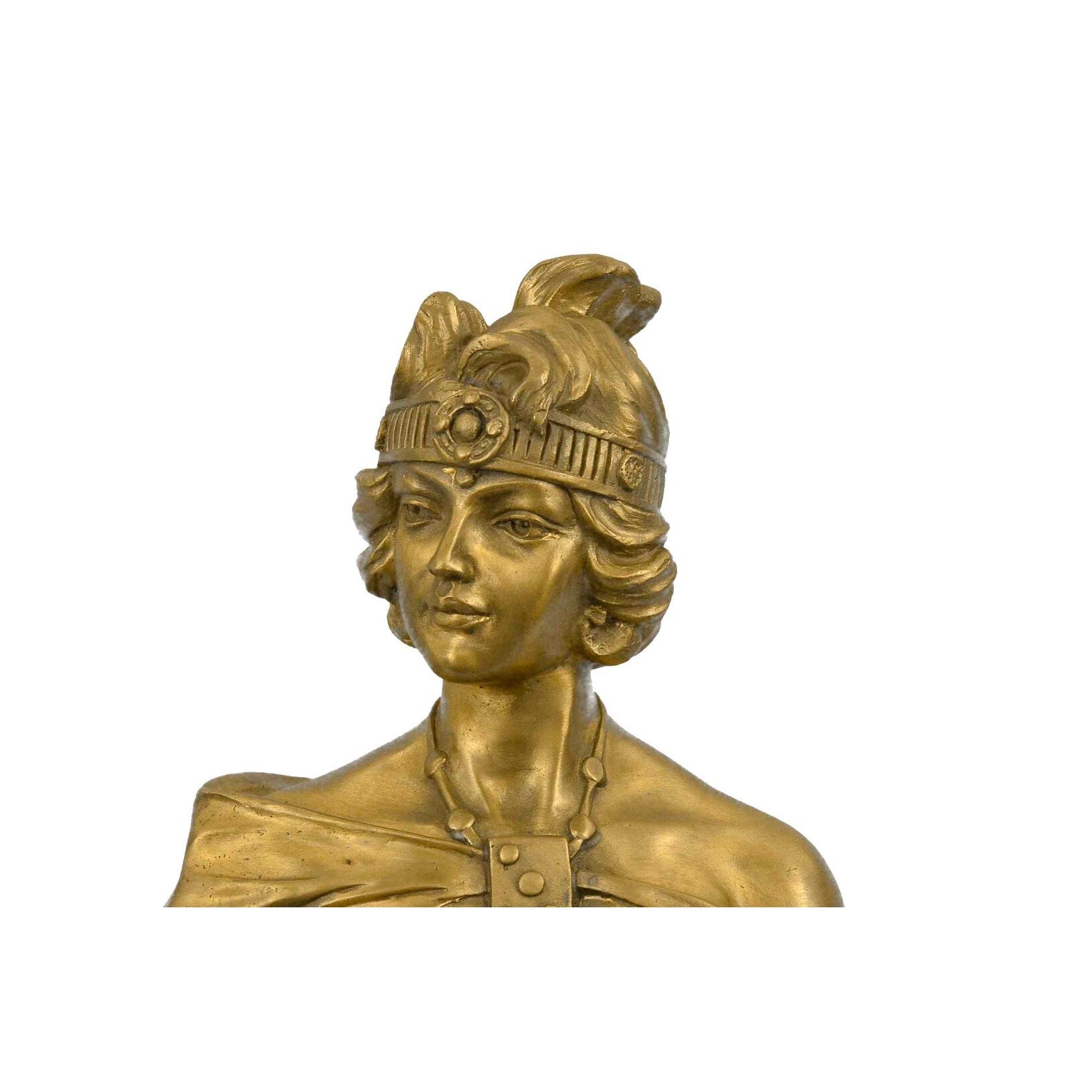 Bronze Lady Bust Patina Art Nouveau Victorian On Marble Base Hotcast Figure Sale