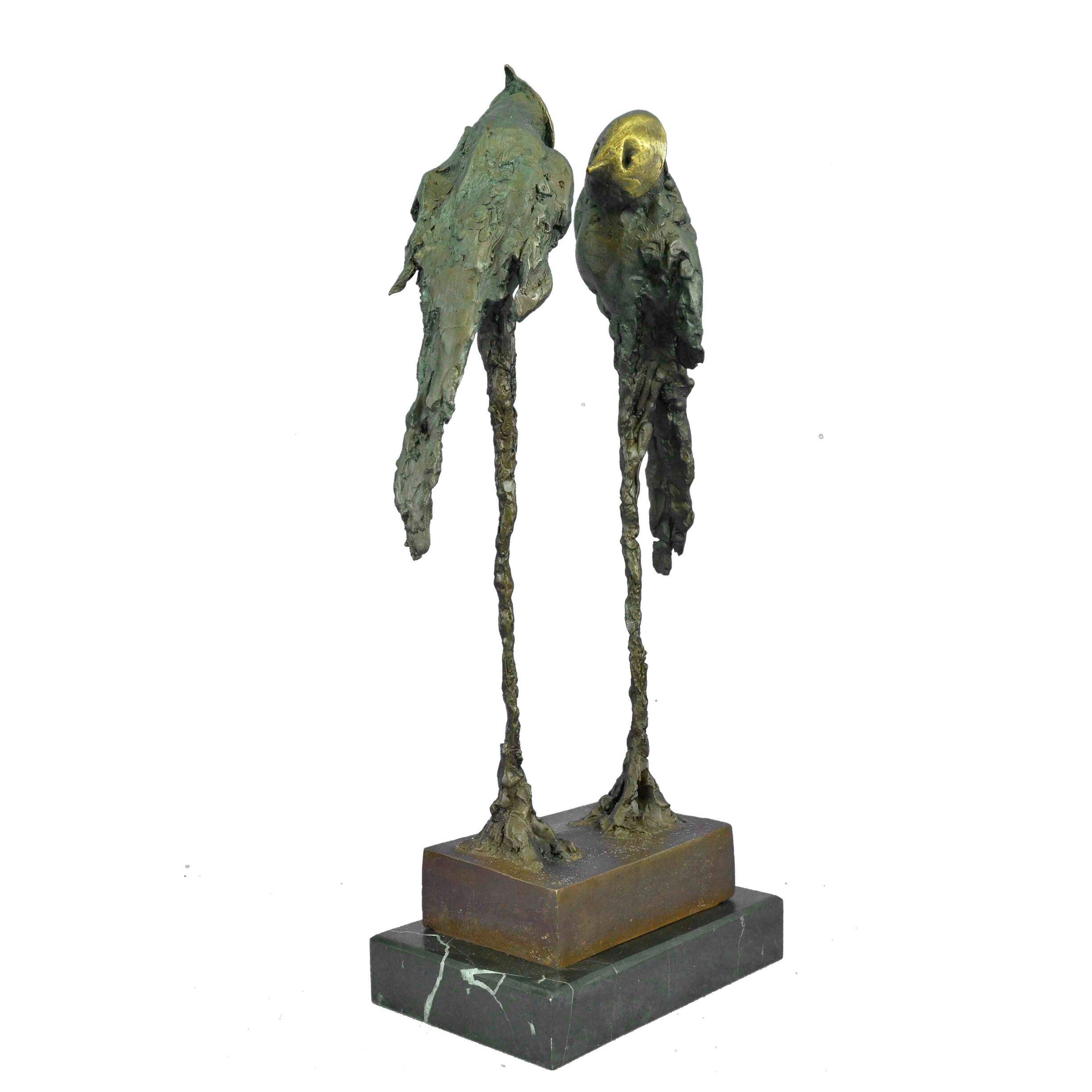 Contemporary Romantic Parrot Couple Bronze Sculptures Limited Edition Figurine