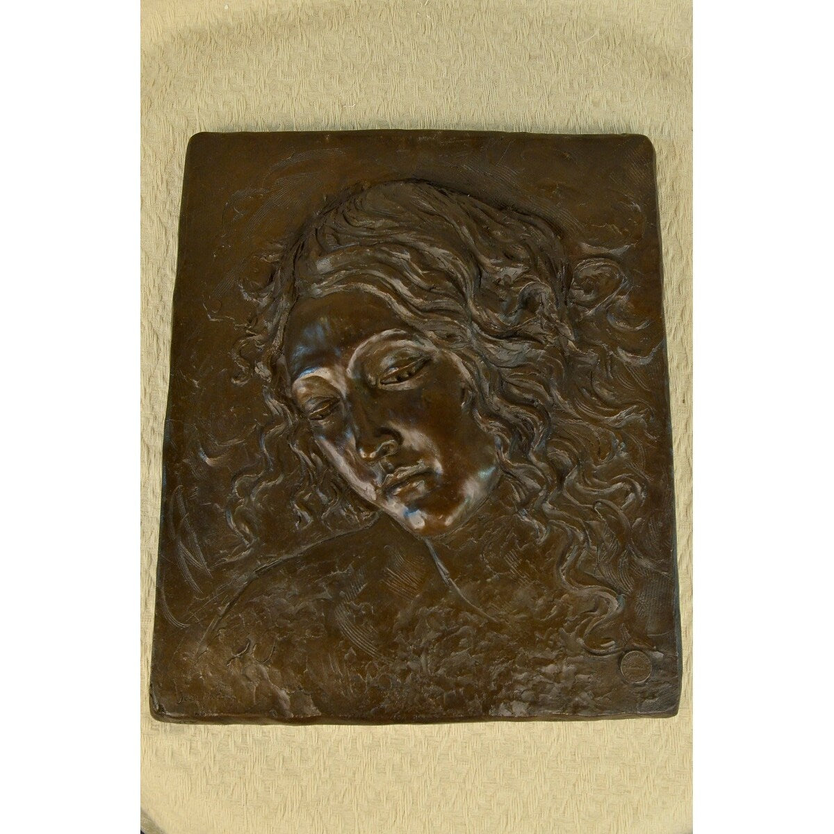 Original Signed Frech Artist Jean Patou Wall Mount Large Bas Relief Bronze Decor