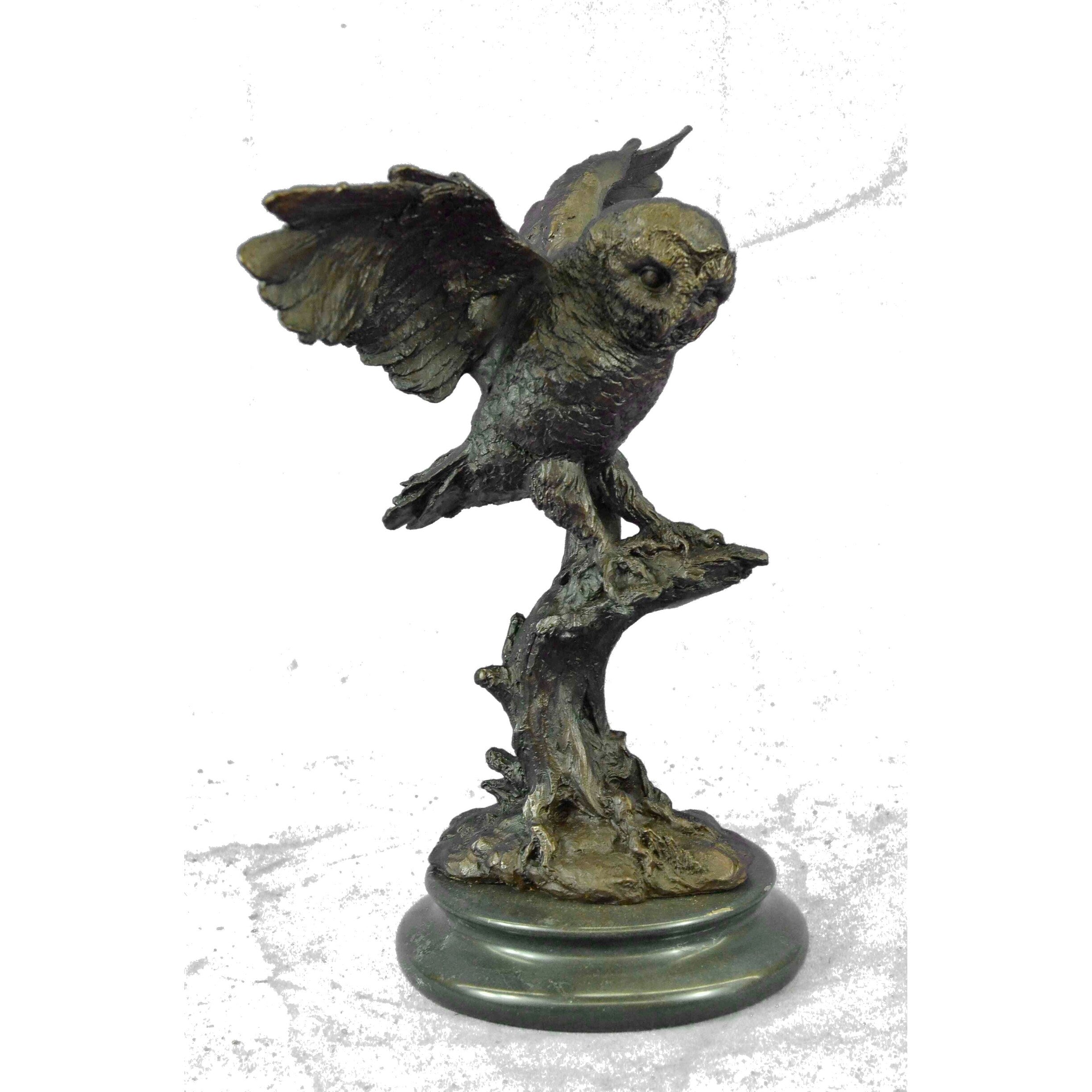 Beautiful Large Abstract Pure Hotcast Bronze Statue Barn Owl Night Patrol Gift