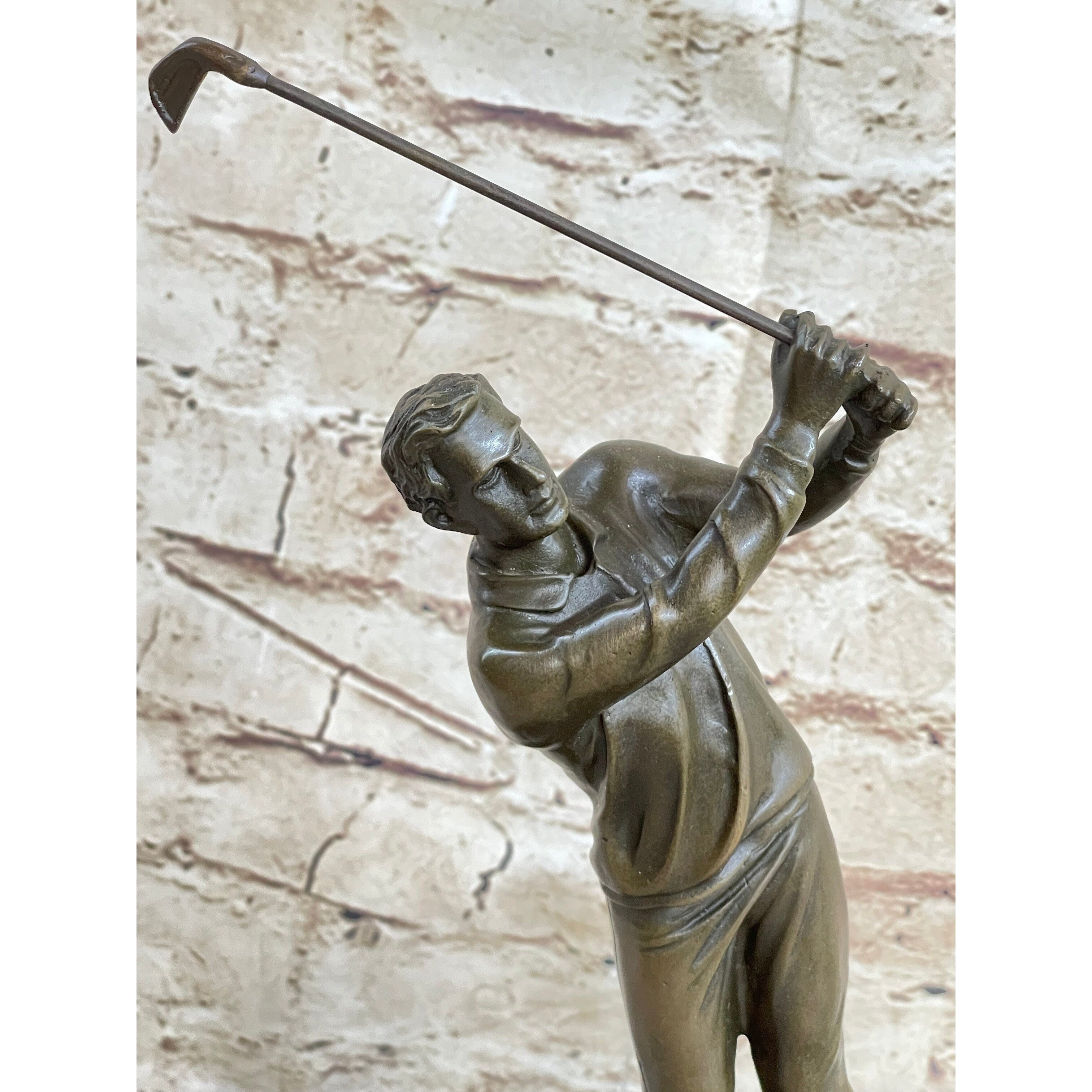 Golfer W. Club Swing Bronze Sculpture Statue By Milo Signed Original Figurine Nr