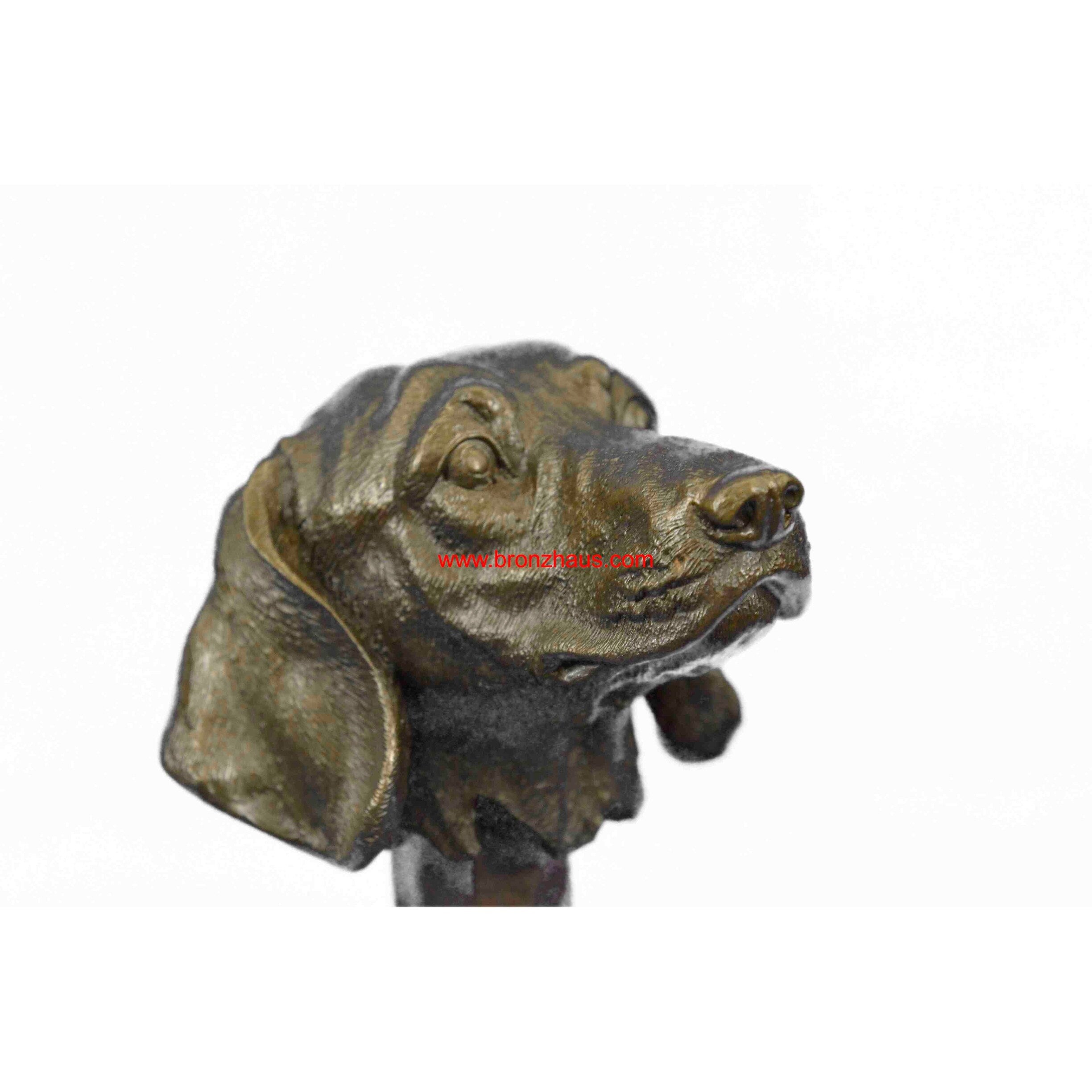 Dachshund Sausage Dog Bronze Head Bust Bookend Book-End Sculpture Statue Figure