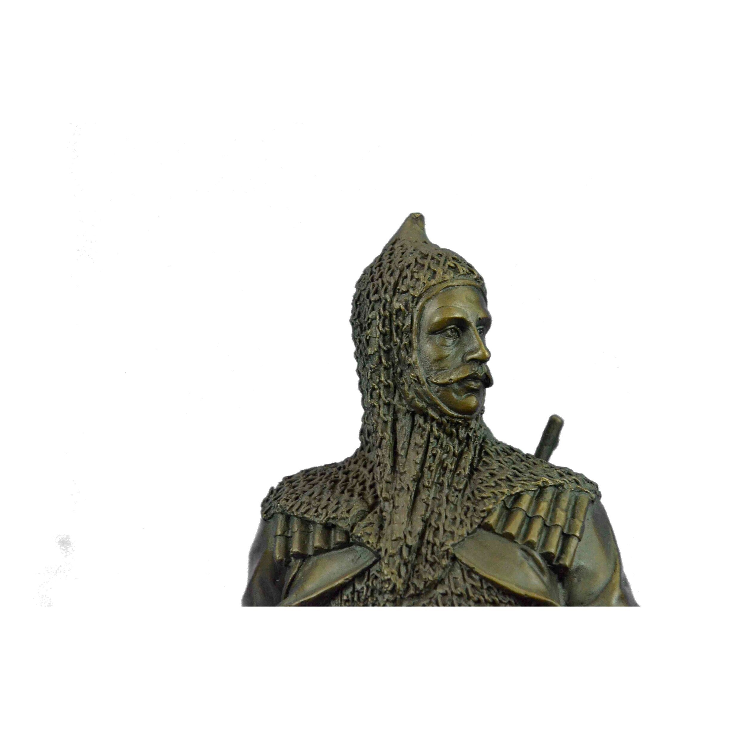 Hot Cast Bronze Medieval European Soldier W/ Dagger Statue Sculpture Figurine