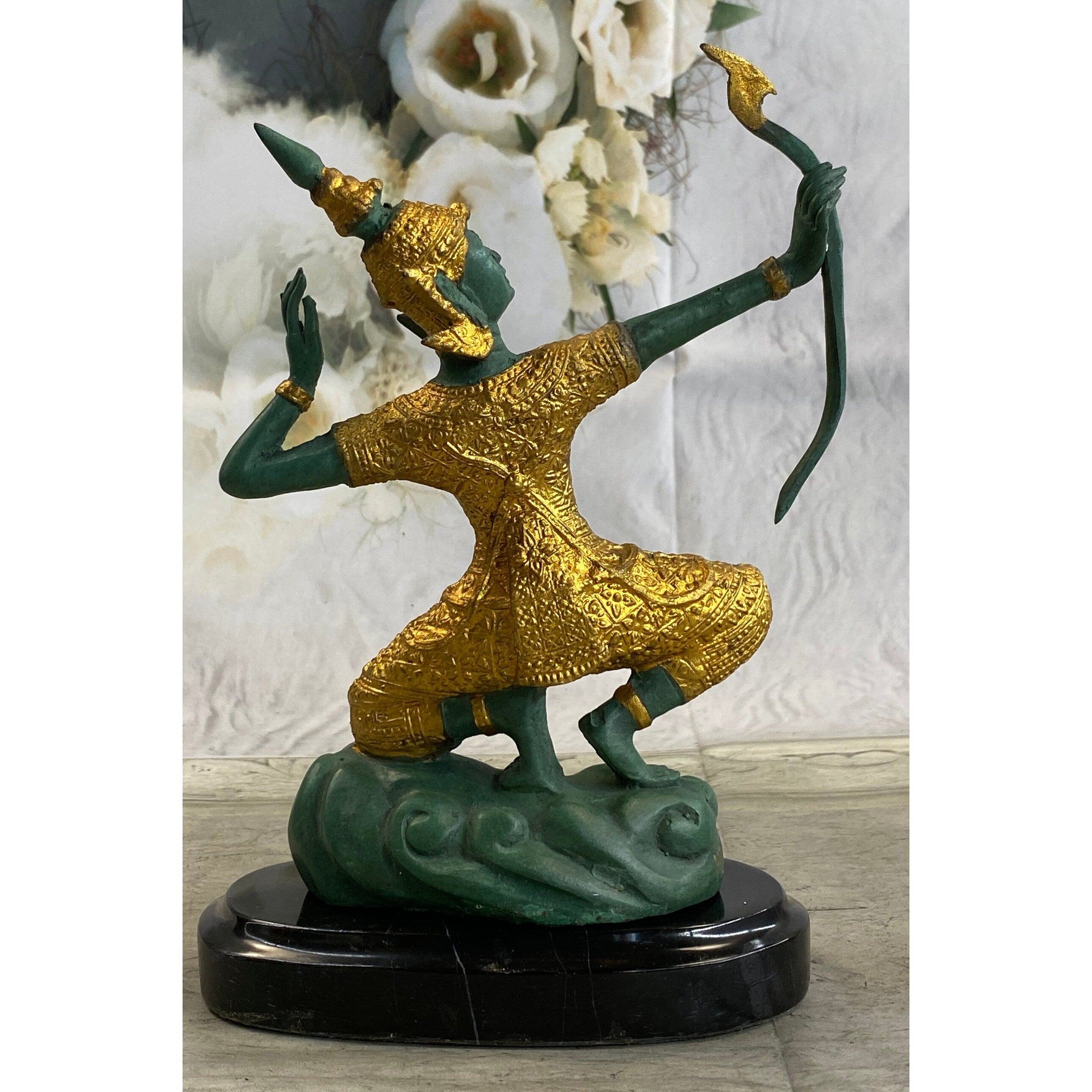 Shri Rama Hindu God W/ Bow India Mythology Bronze Sculpture Figurine Figure 10 Inches X 7 Inches