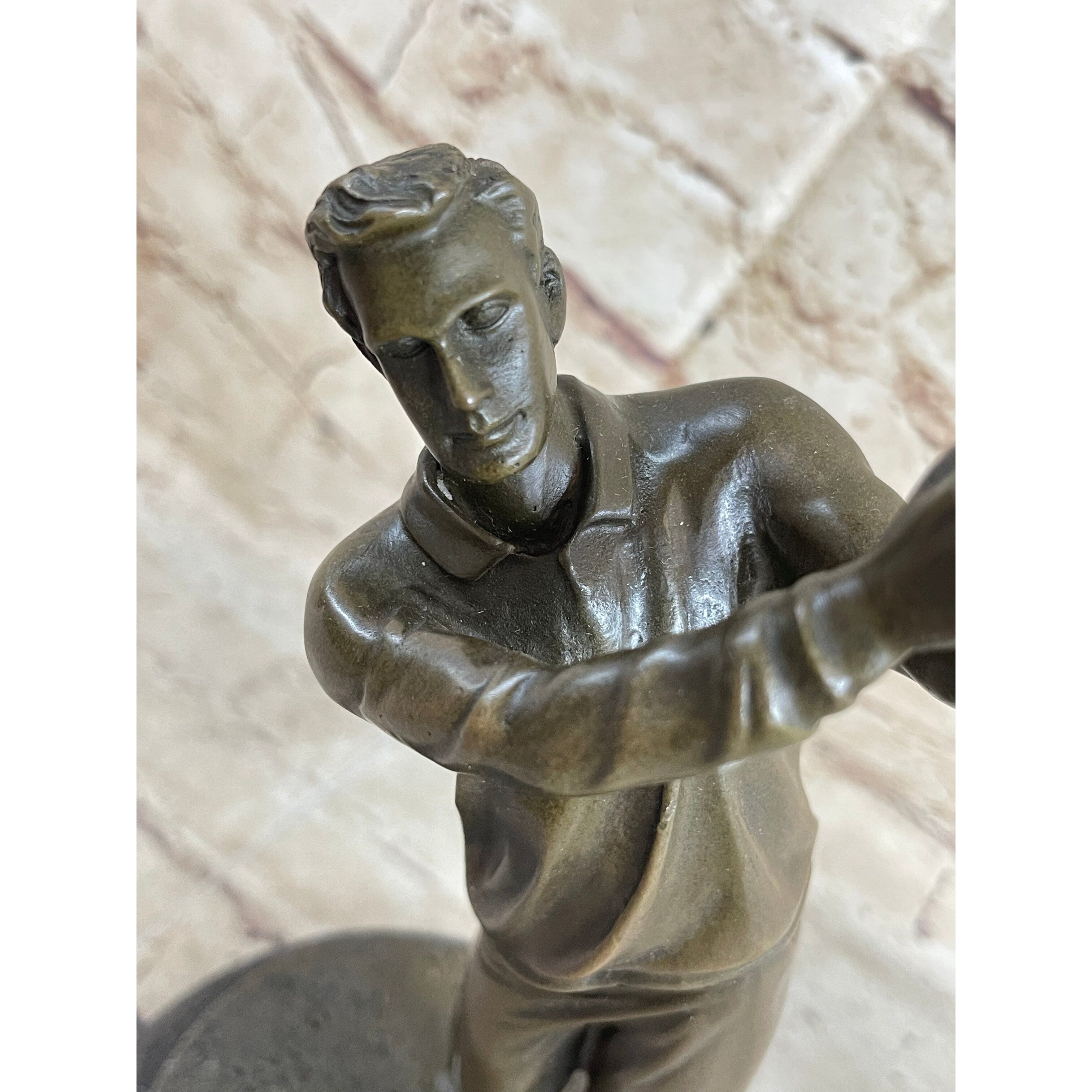 Golfer W. Club Swing Bronze Sculpture Statue By Milo Signed Original Figurine Nr