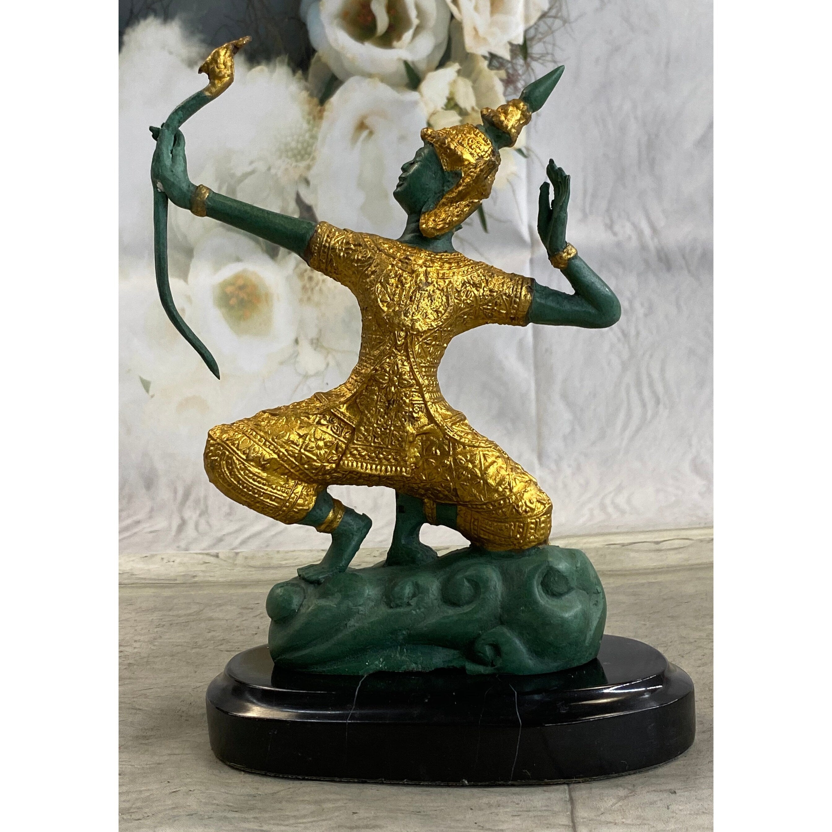 Shri Rama Hindu God W/ Bow India Mythology Bronze Sculpture Figurine Figure 10 Inches X 7 Inches