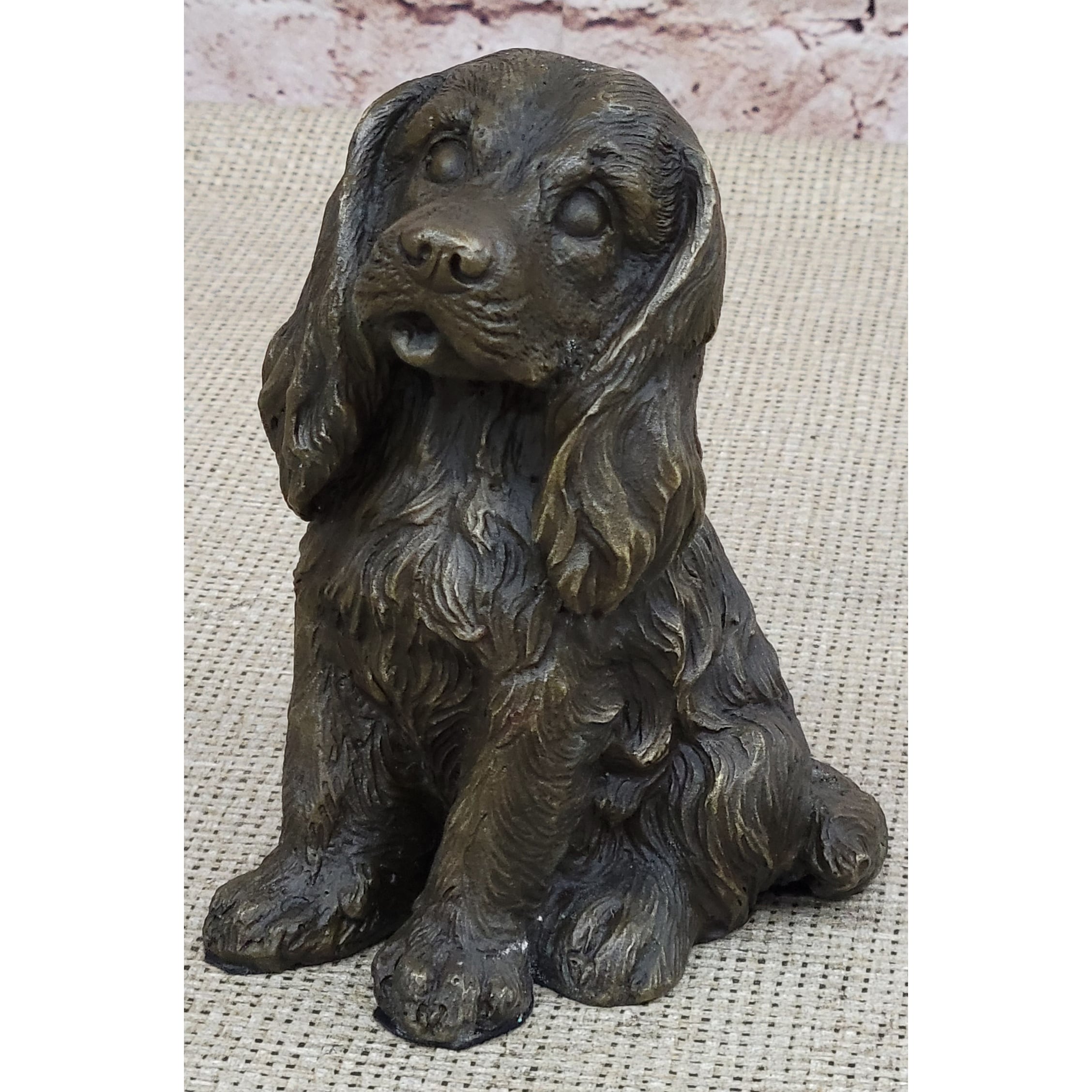 er Spaniel Big Eared Puppy Dog Bronze Figurine Statue Sculpture 6 Inches X 4 Inches