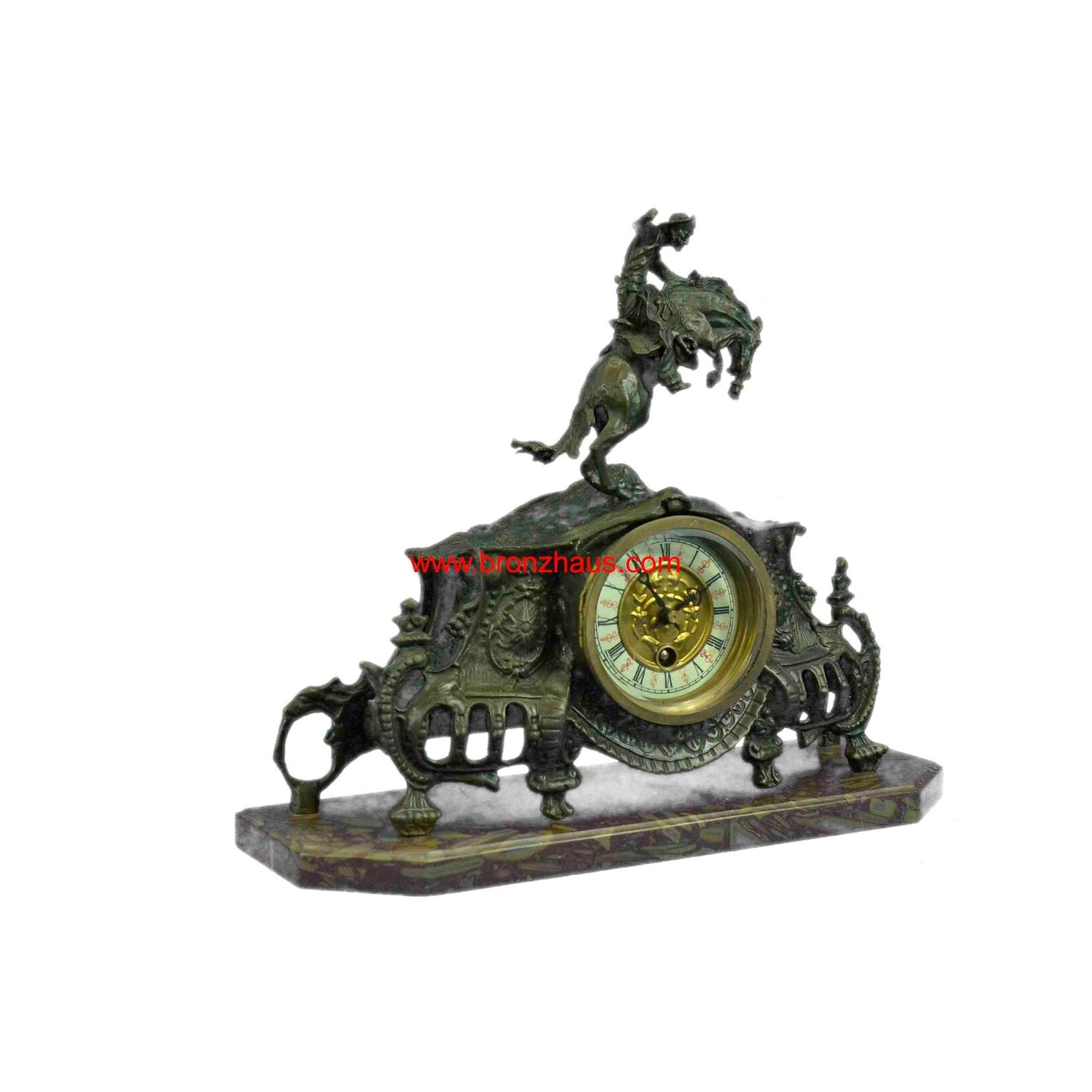 Remington Bronco Buster Bronze Clock Sculpture Figurine Decor Hot Cast Marble Nr