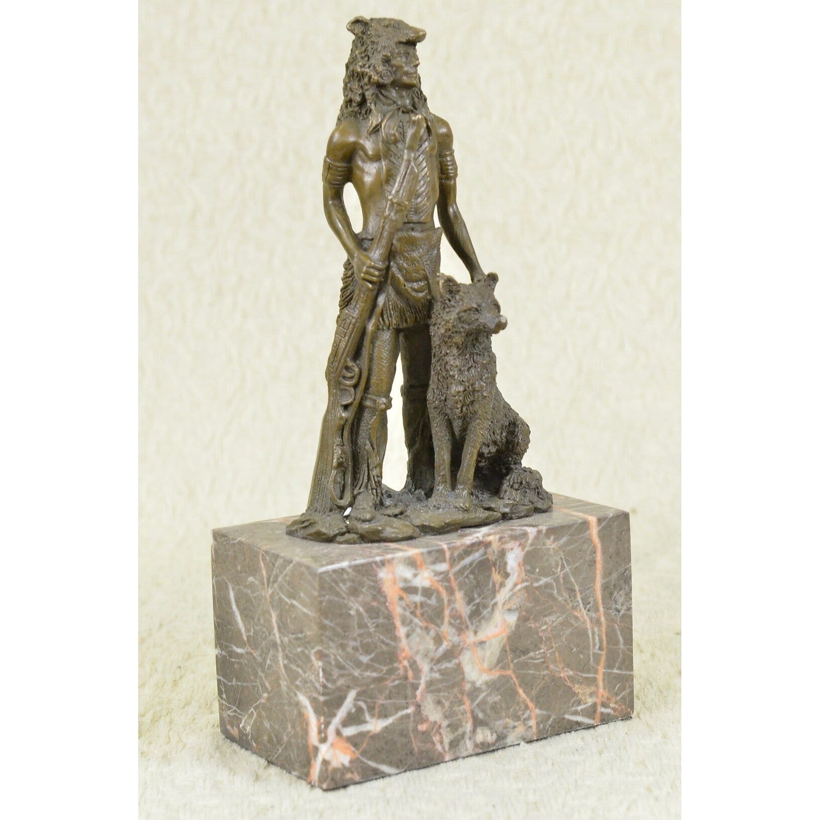 Wolf Robe The Guardian By Coypel American Indian Western Bronze Figure Sculpture