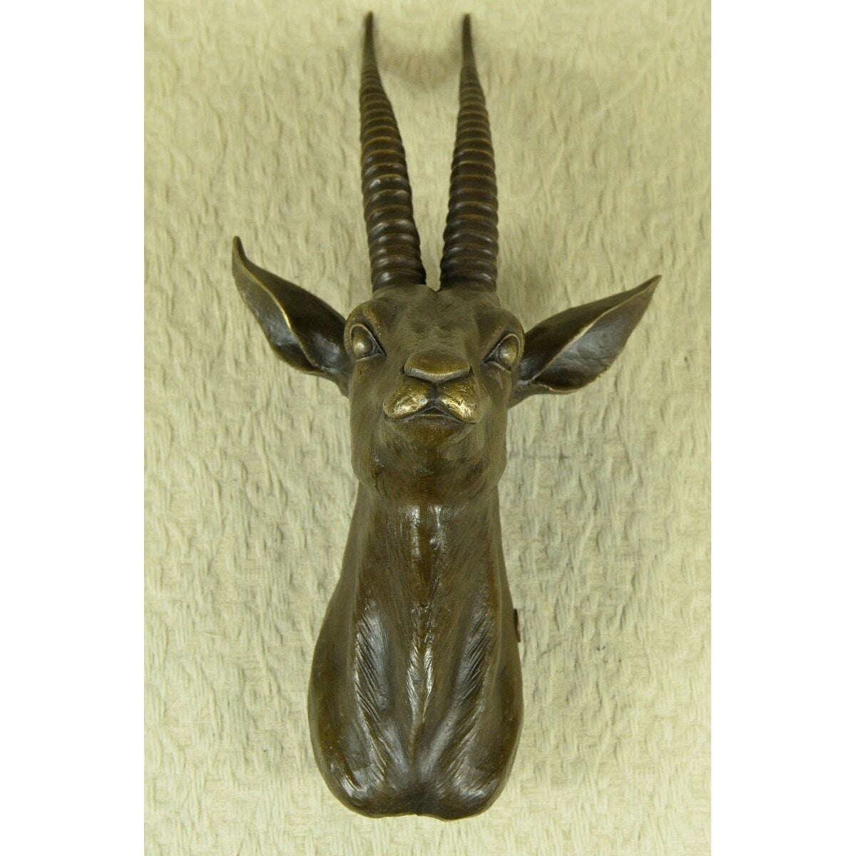 Art Deco Original Gazelle Head Bust Trophy Bronze Statue Sculpture Wall Mount