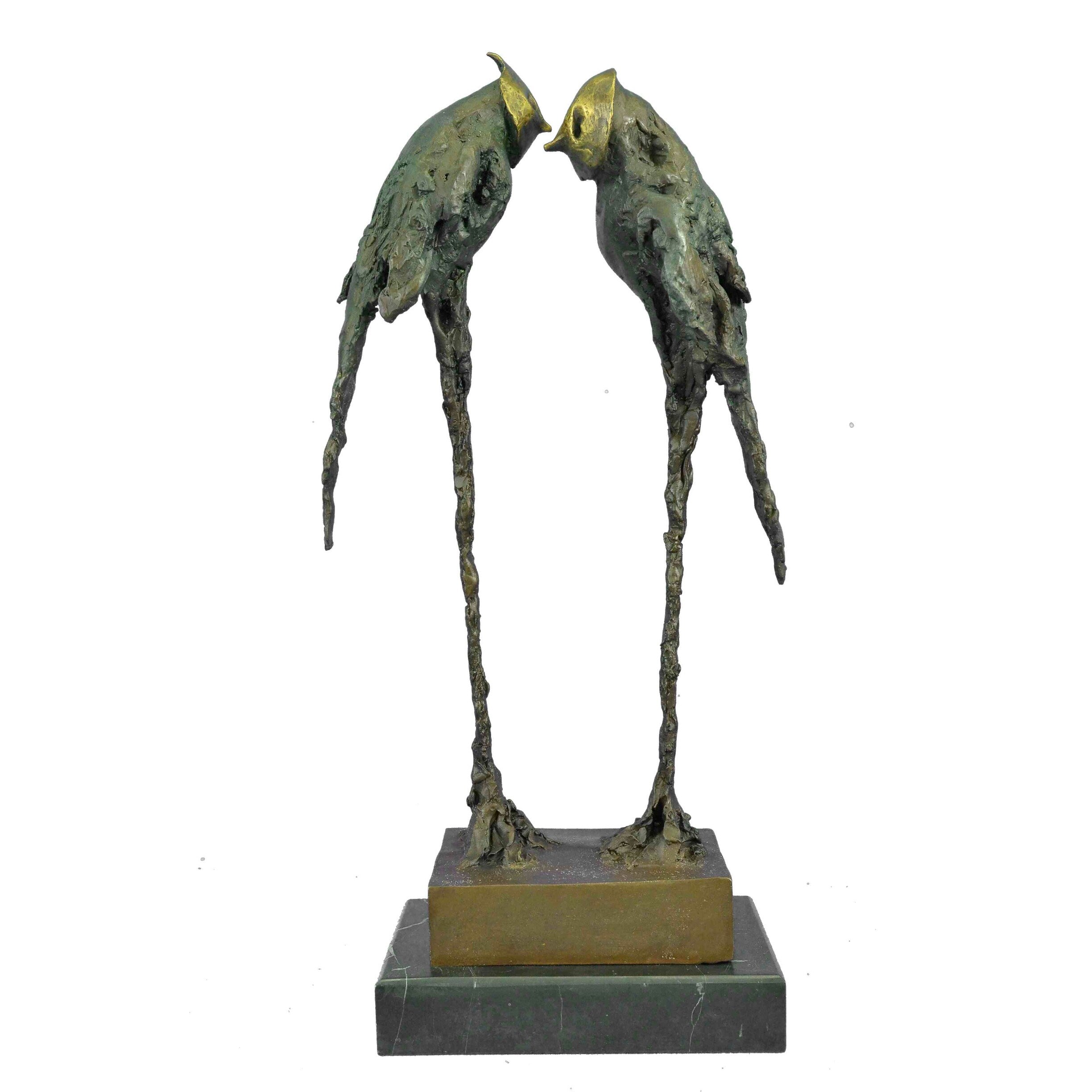 Contemporary Romantic Parrot Couple Bronze Sculptures Limited Edition Figurine